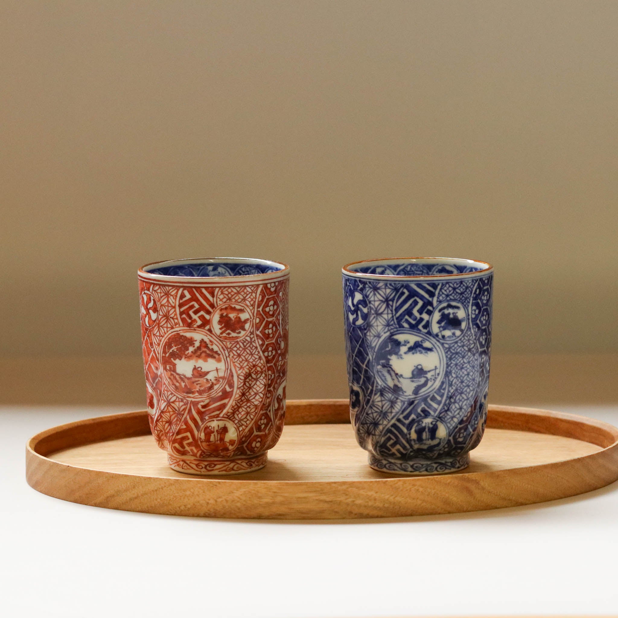 京焼・清水焼 湯呑 | 赤絵 祥瑞 | 丸文 山水 | 雲泉窯