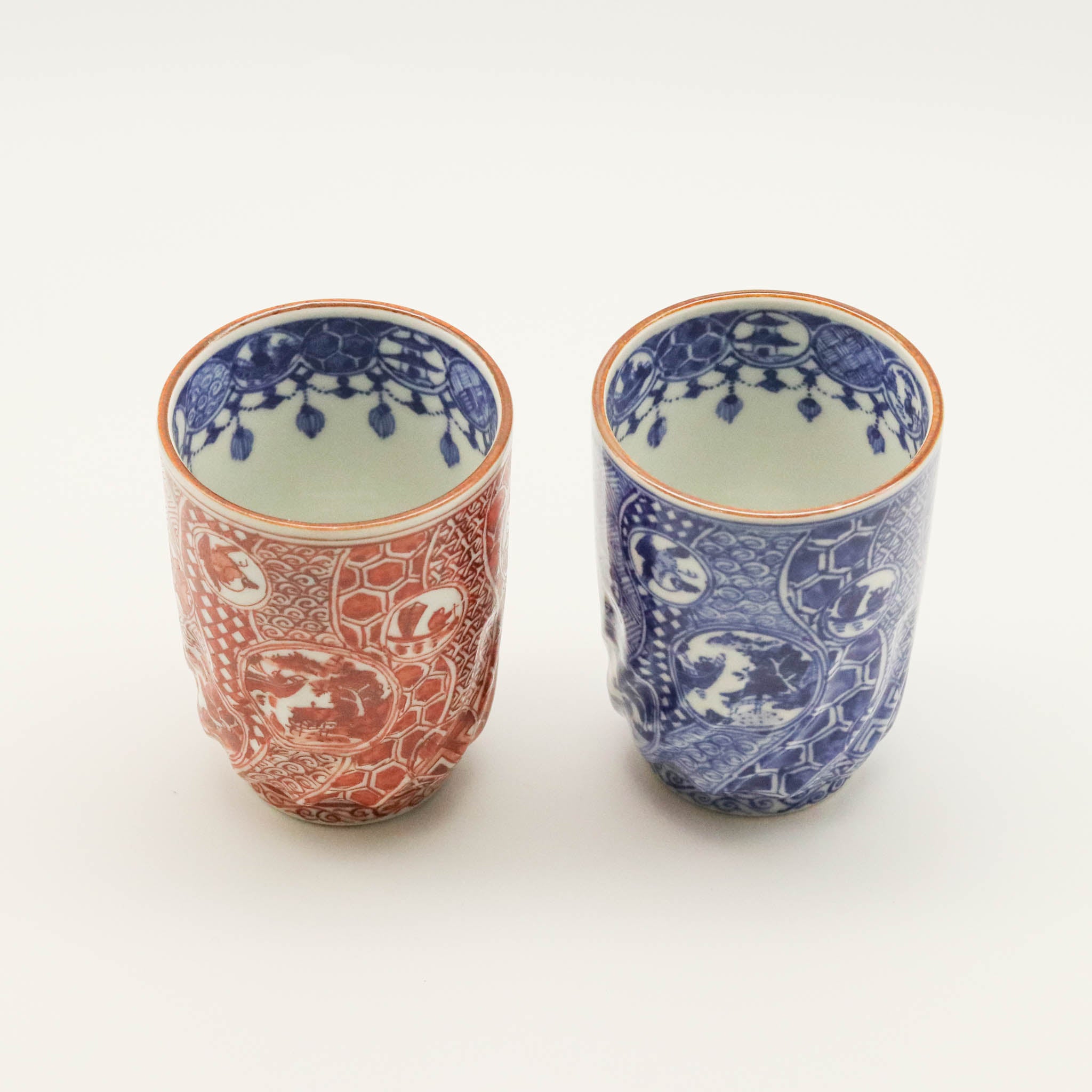 京焼・清水焼 湯呑セット | 赤絵 染付 祥瑞 | 丸文 山水 | 雲泉