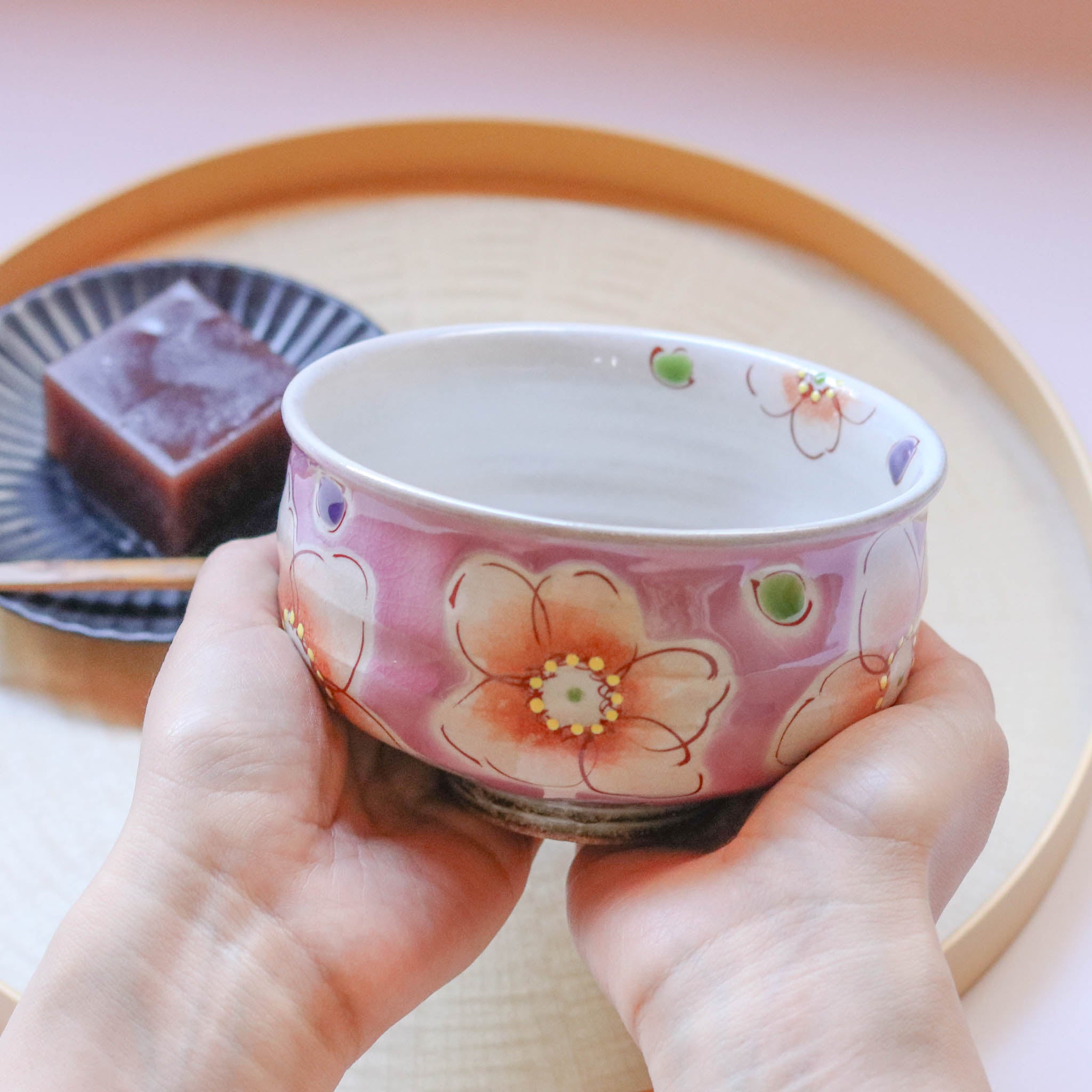 九谷焼 酒器 | 抹茶碗 | ピンク花うらら | 虚空蔵窯