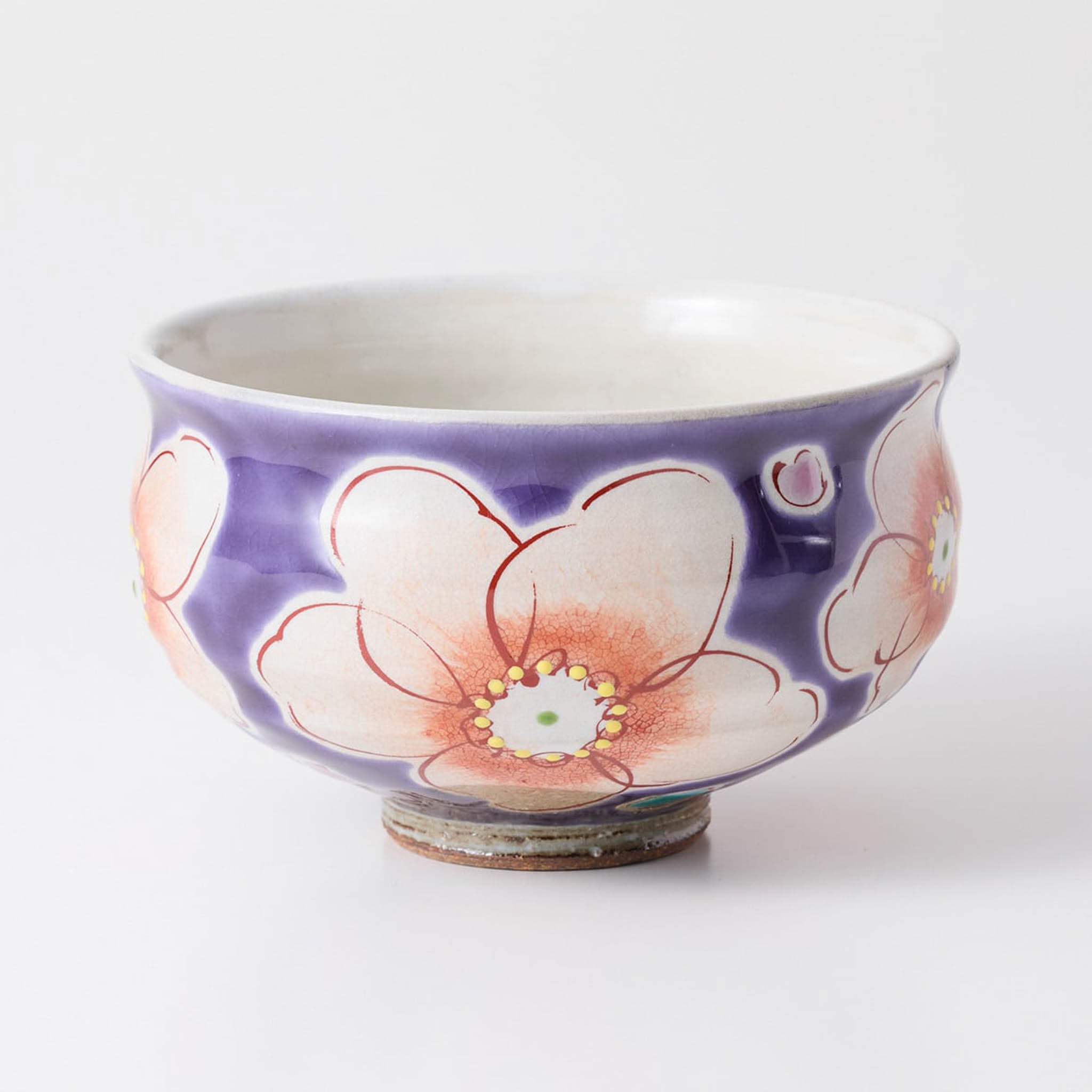 九谷焼  | 抹茶碗 | バイオレット花うらら | 虚空蔵窯