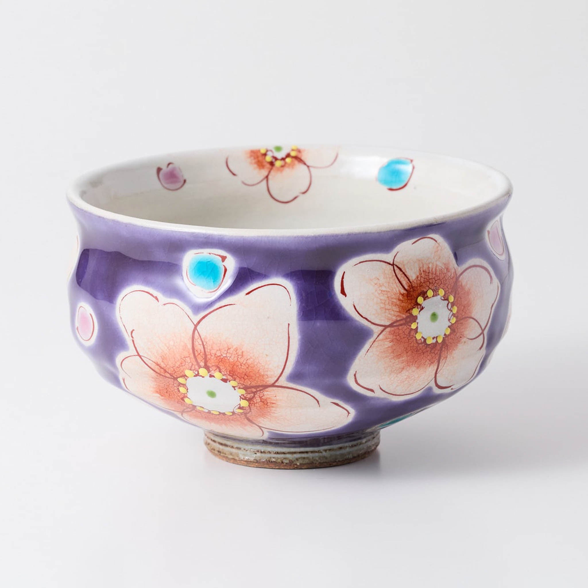 九谷焼 | 抹茶碗 | バイオレット花うらら | 虚空蔵窯