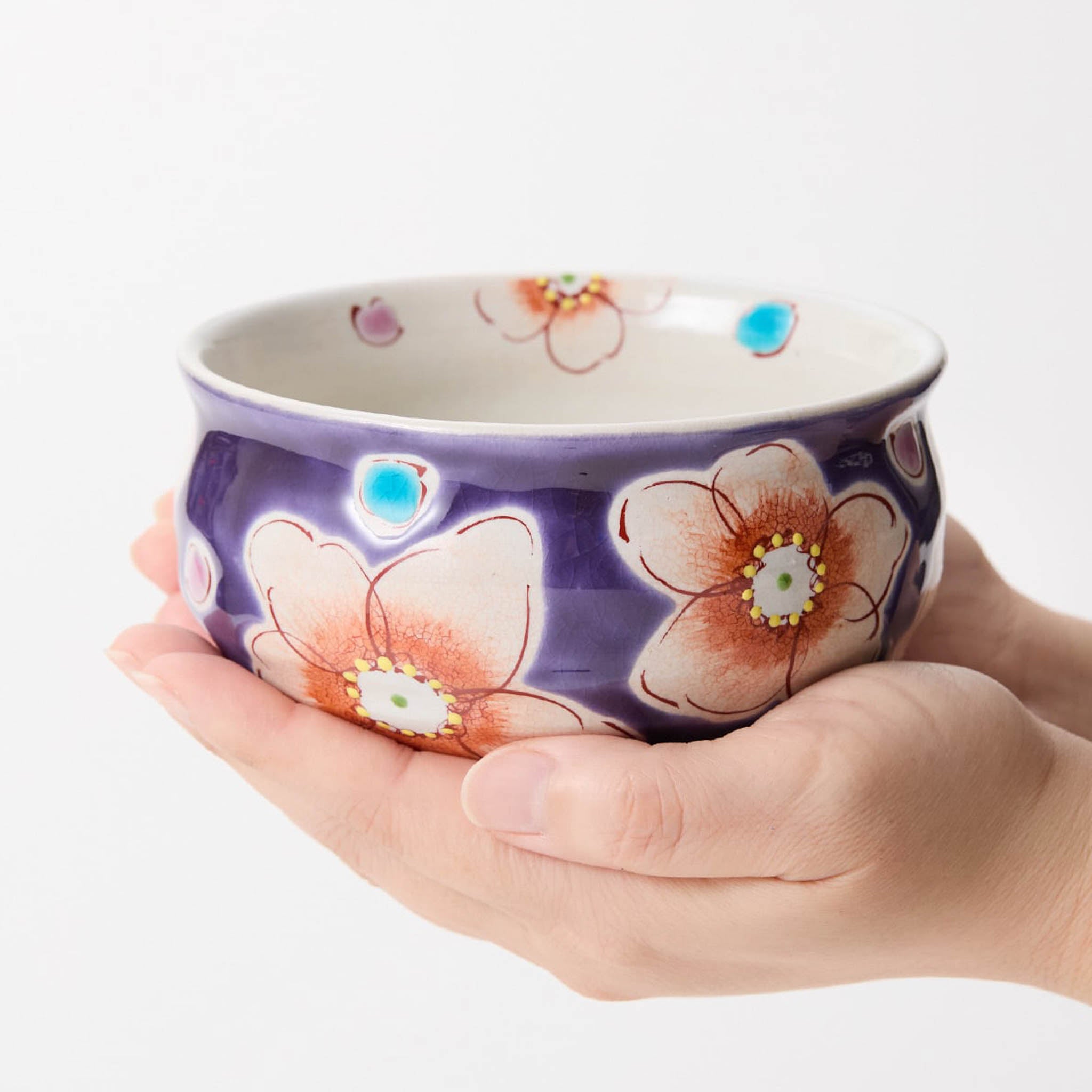 九谷焼 | 抹茶碗 | バイオレット花うらら | 虚空蔵窯