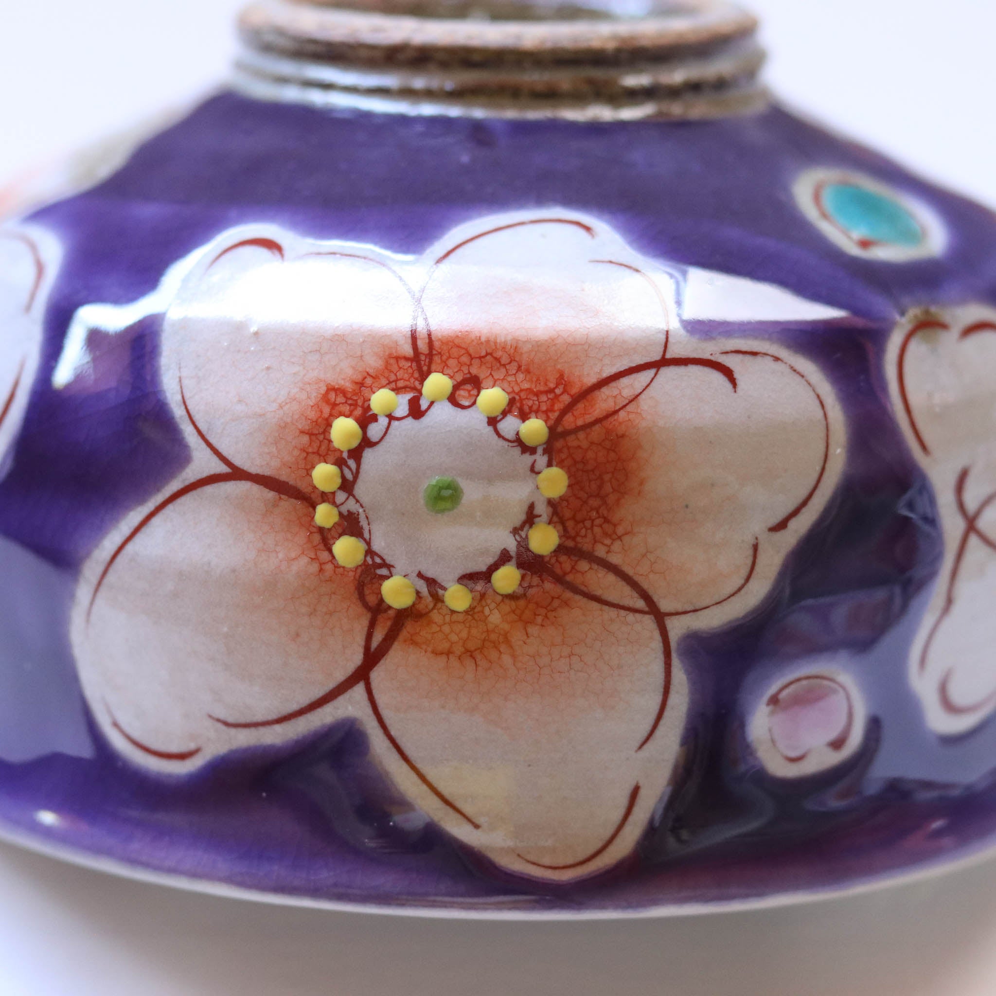 九谷焼 | 抹茶碗 | バイオレット花うらら | 虚空蔵窯