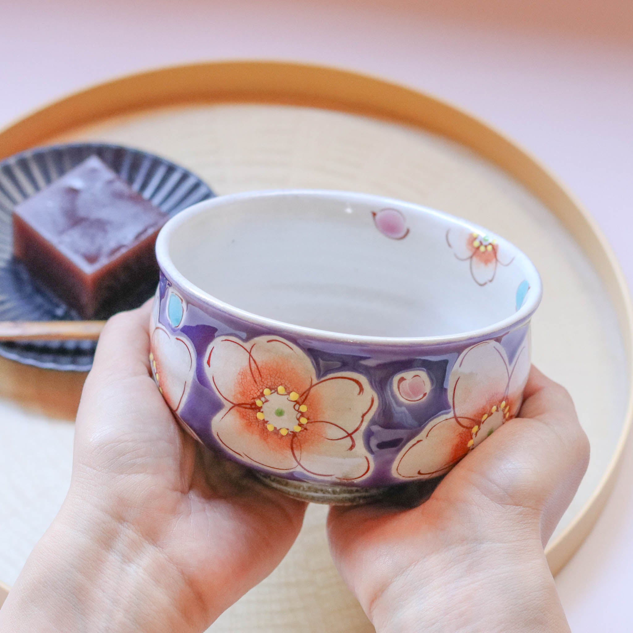 九谷焼 | 抹茶碗 | バイオレット花うらら | 虚空蔵窯