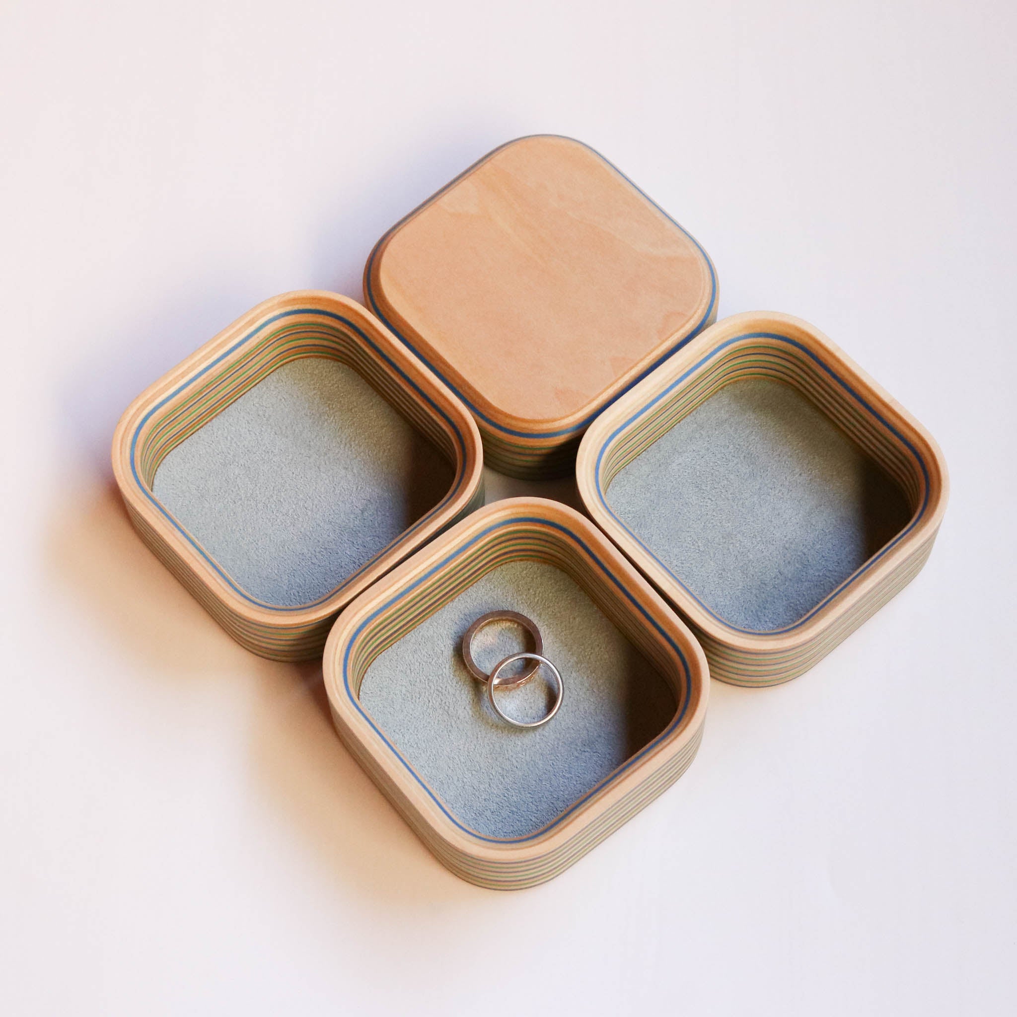 木工品 トレー | tower - round square | blue-green | PLYWOOD laboratory