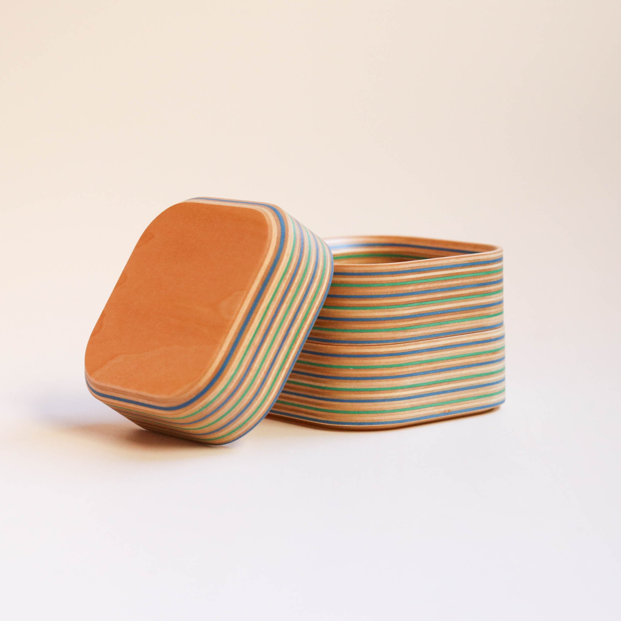 木工品 トレー | tower - round square | blue-green | PLYWOOD laboratory