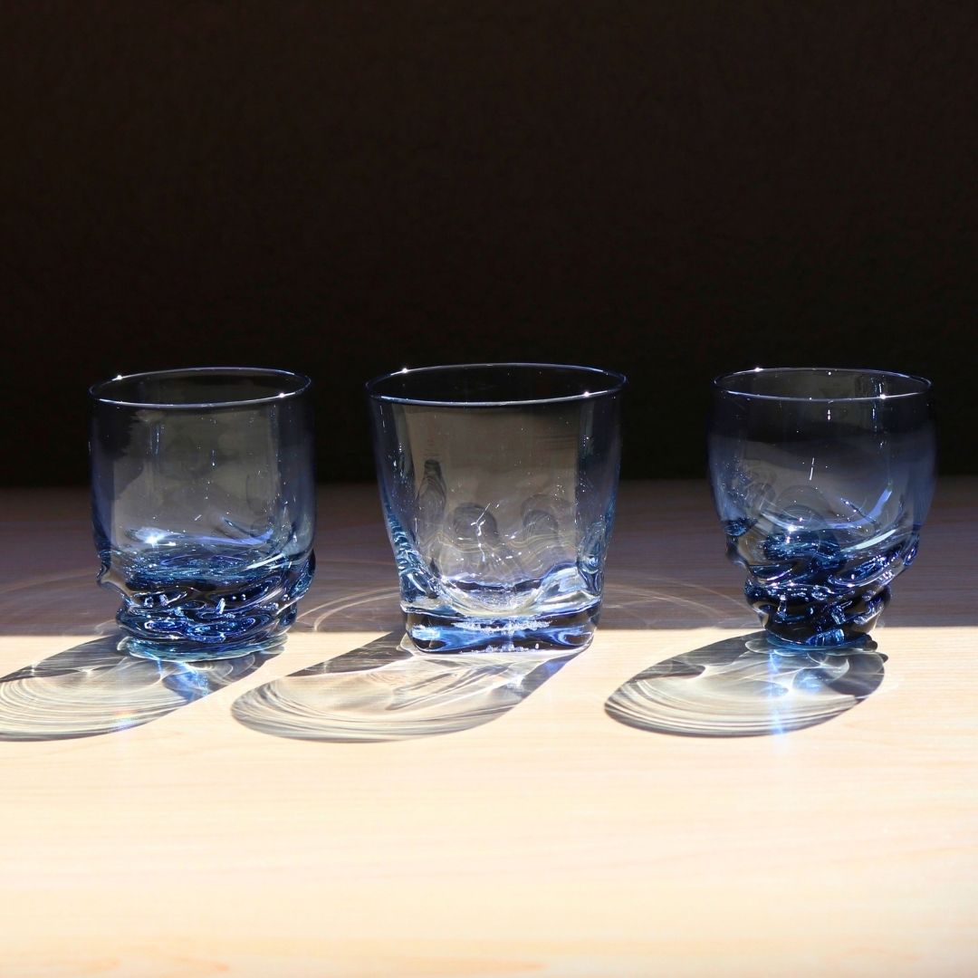 ロックグラス ペア | 能登藍 のとブルー | 流 | 能登島ガラス工房