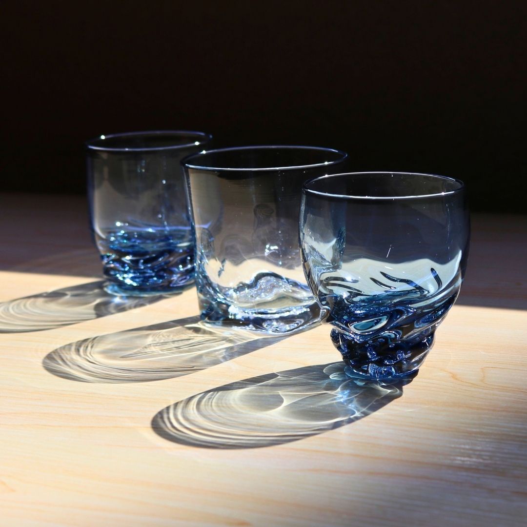 ロックグラス ペア | 能登藍 のとブルー | 流 | 能登島ガラス工房
