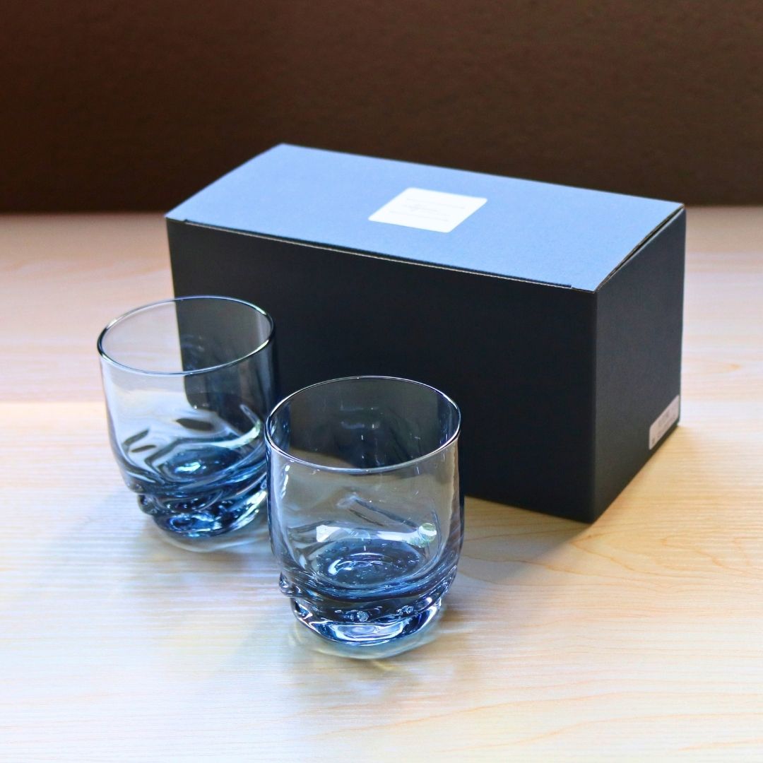 ロックグラス ペア | 能登藍 のとブルー | 流 | 能登島ガラス工房