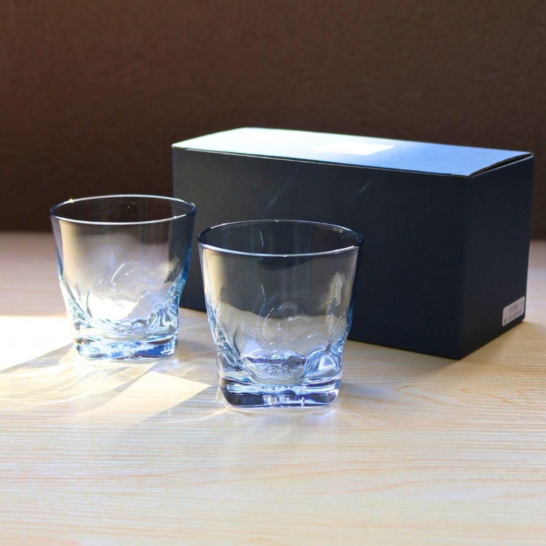 ロックグラス ペア | 能登藍 のとブルー | 緩 KAN | 能登島ガラス工房