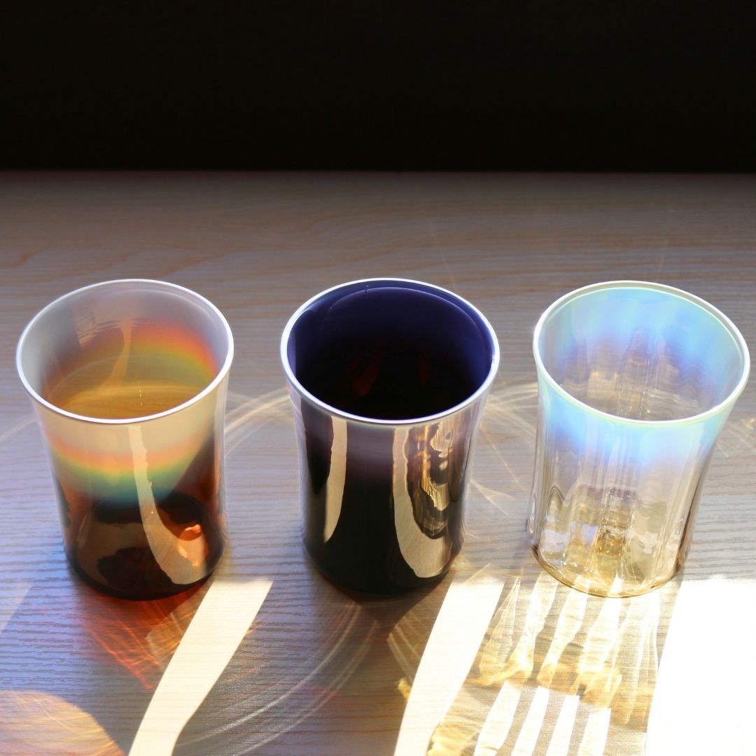 焼酎グラス | Hotto-G 耐熱燿変ガラス | パールホワイト | 能登島ガラス工房