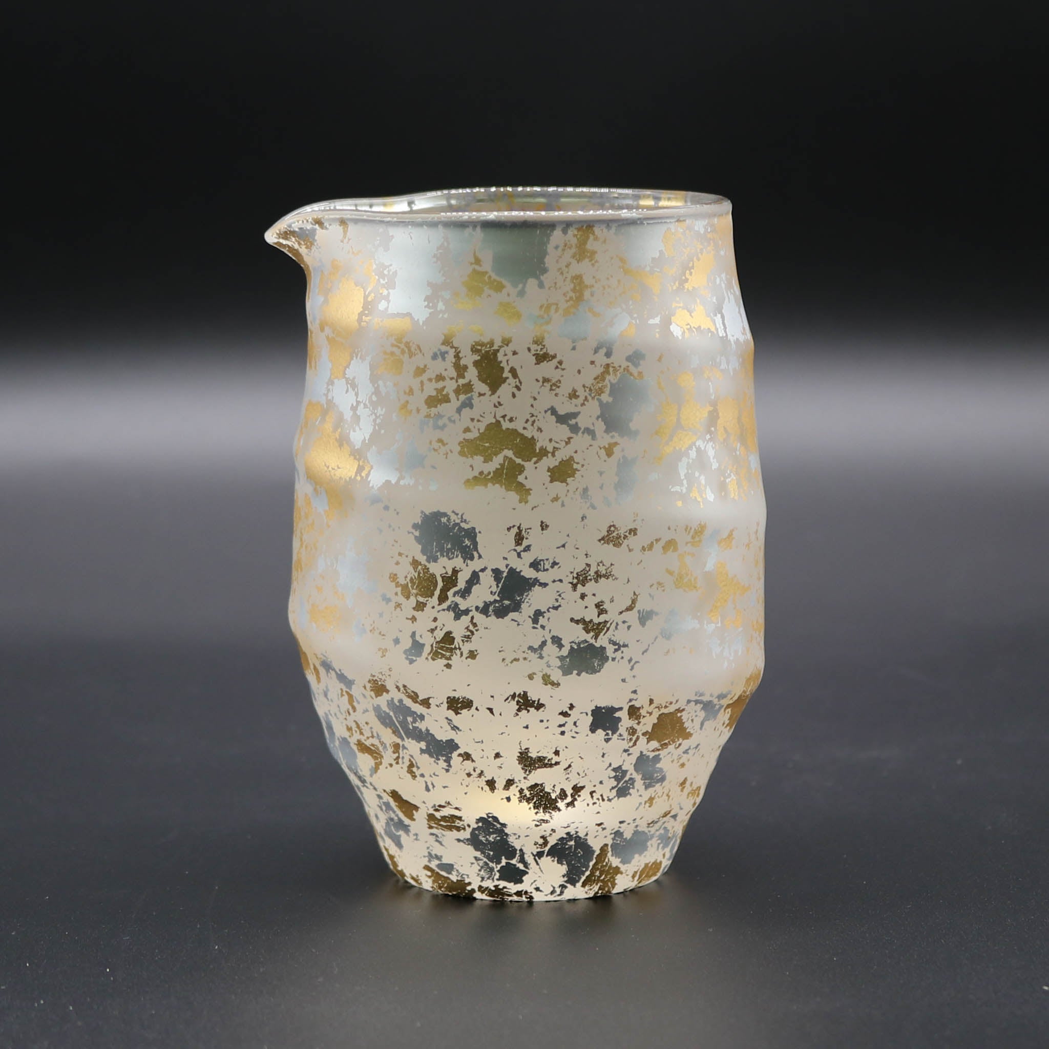 土井宏友作　酒器　錫漆片口(ふくら雀）と盃 錫 酒器セット 桜島 盃3ヶ 黒漆加工200ml [No.63-1]｜薩摩錫器工芸館