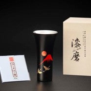 山中塗 カップ | 漆磨 | 赤富士に鶴 シングルカップL | ウチキ