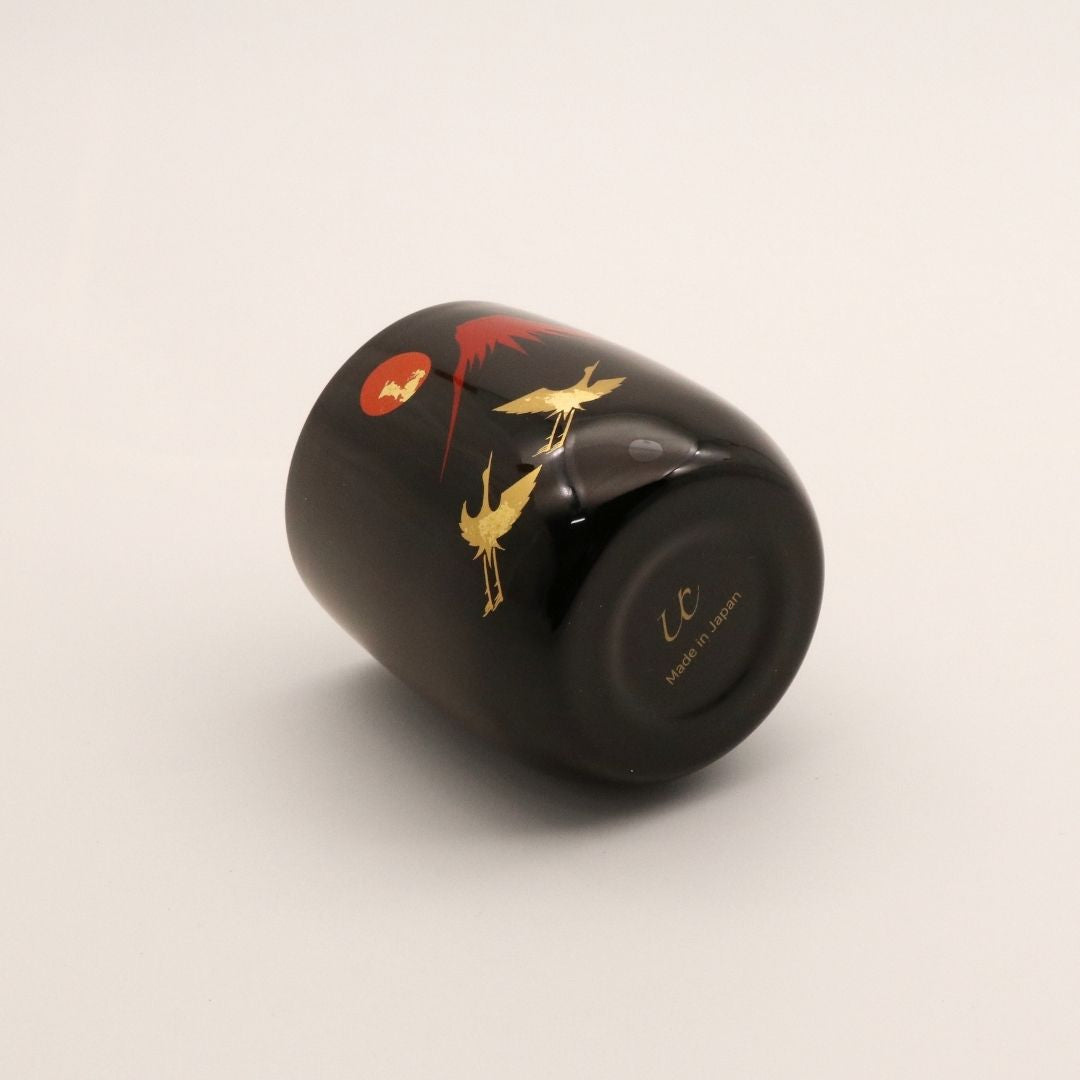 山中塗 カップ | 漆磨 | 赤富士に鶴 2重ロックダルマカップ | ウチキ