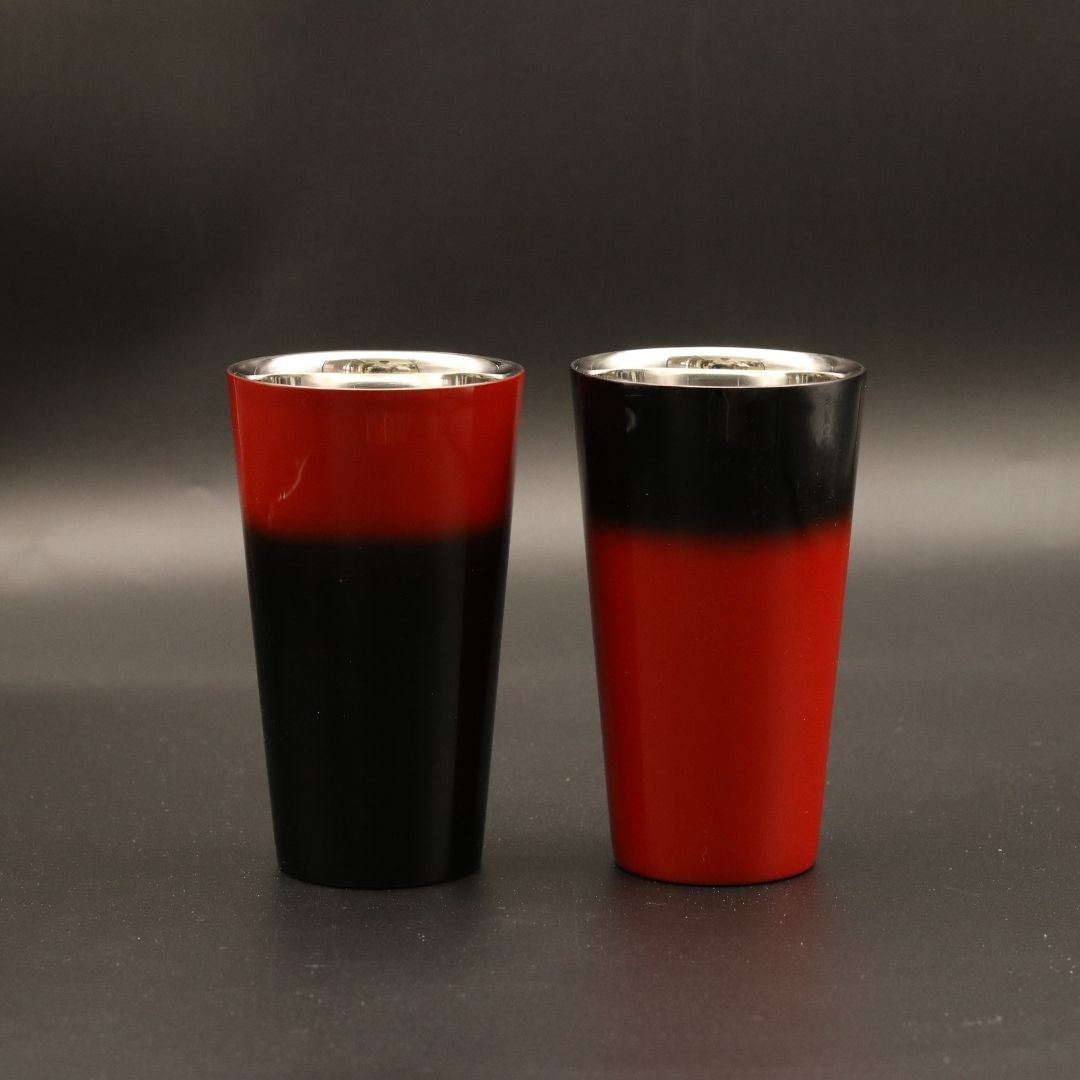 山中塗 カップ | 漆磨 | 黒彩 2重ストレートカップ | ウチキ