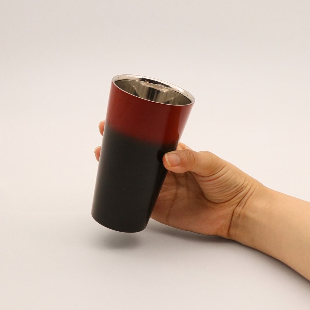 山中塗 カップ | 漆磨 | 黒彩 2重ストレートカップ | ウチキ