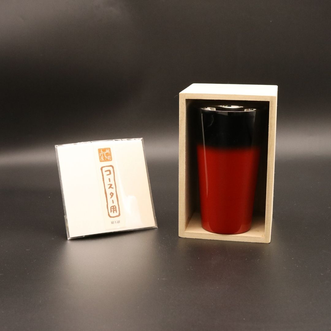 山中塗 カップ | 漆磨 | 赤彩 2重ストレートカップ | ウチキ