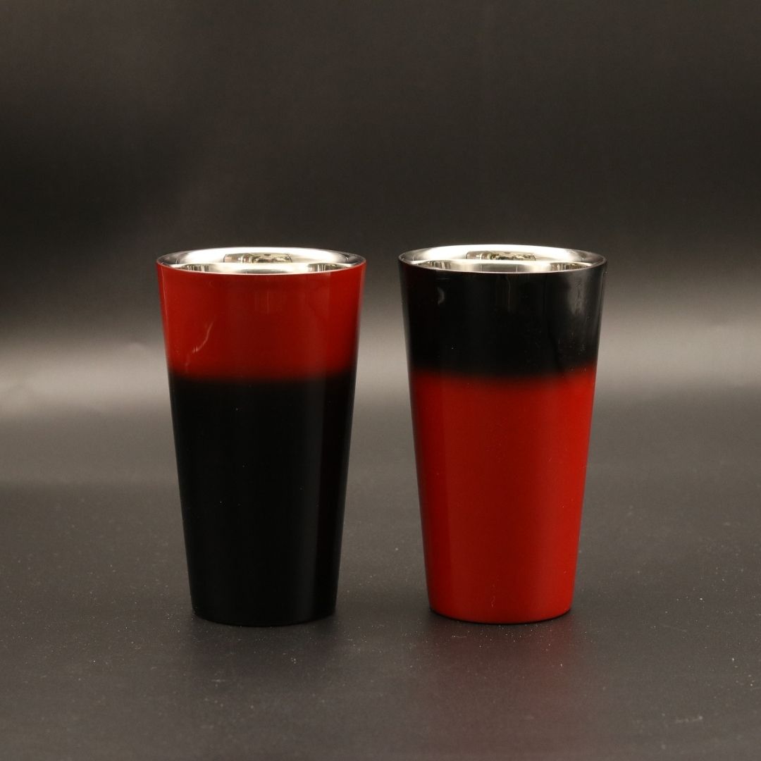 山中塗 カップ | 漆磨 | 赤彩 2重ストレートカップ | ウチキ