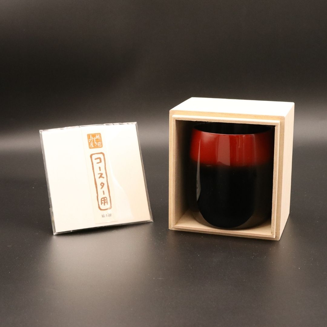 山中塗 カップ | 漆磨 | 黒彩 2重ロックダルマカップ | ウチキ
