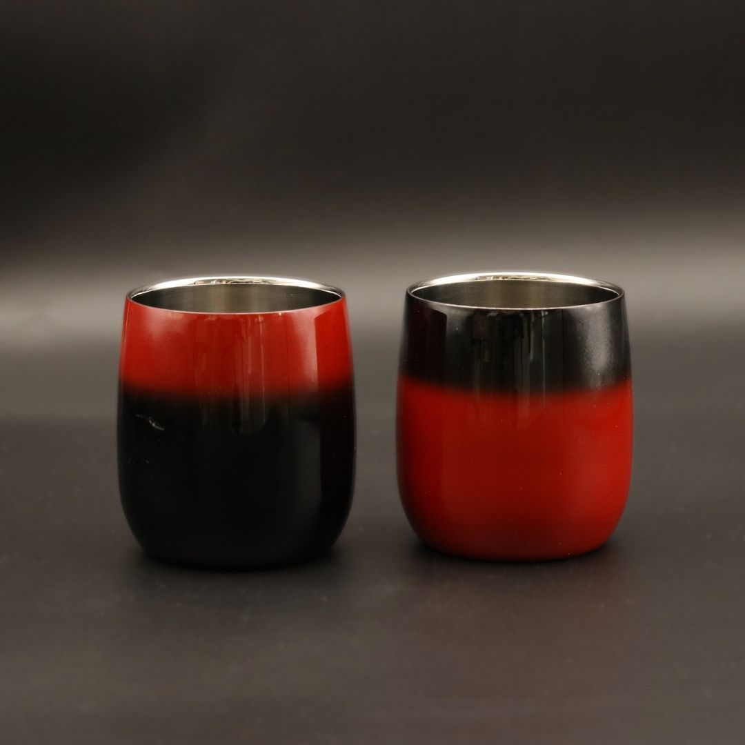 山中塗 カップ | 漆磨 | 黒彩 2重ロックダルマカップ | ウチキ