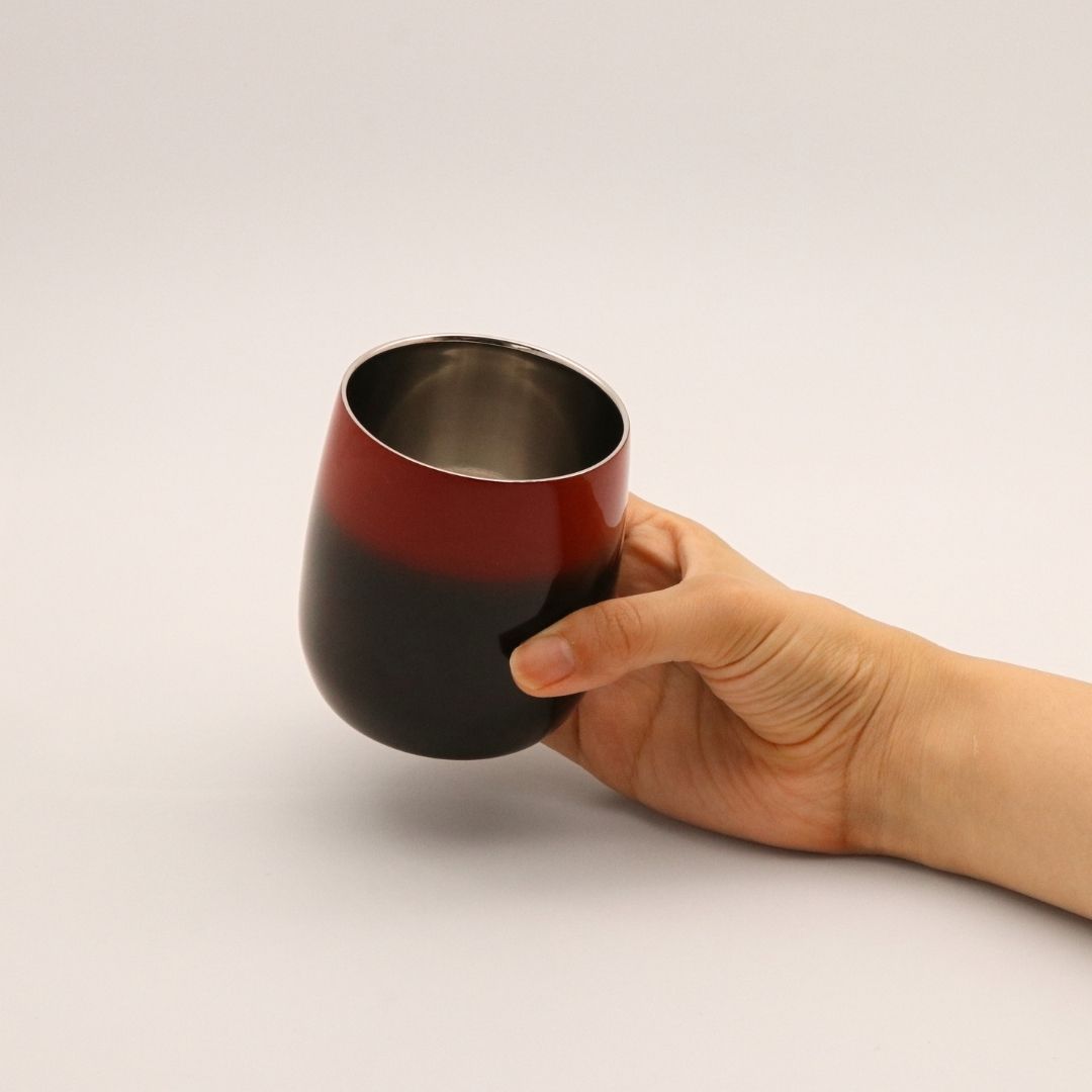 山中塗 カップ | 漆磨 | 黒彩 2重ロックダルマカップ | ウチキ