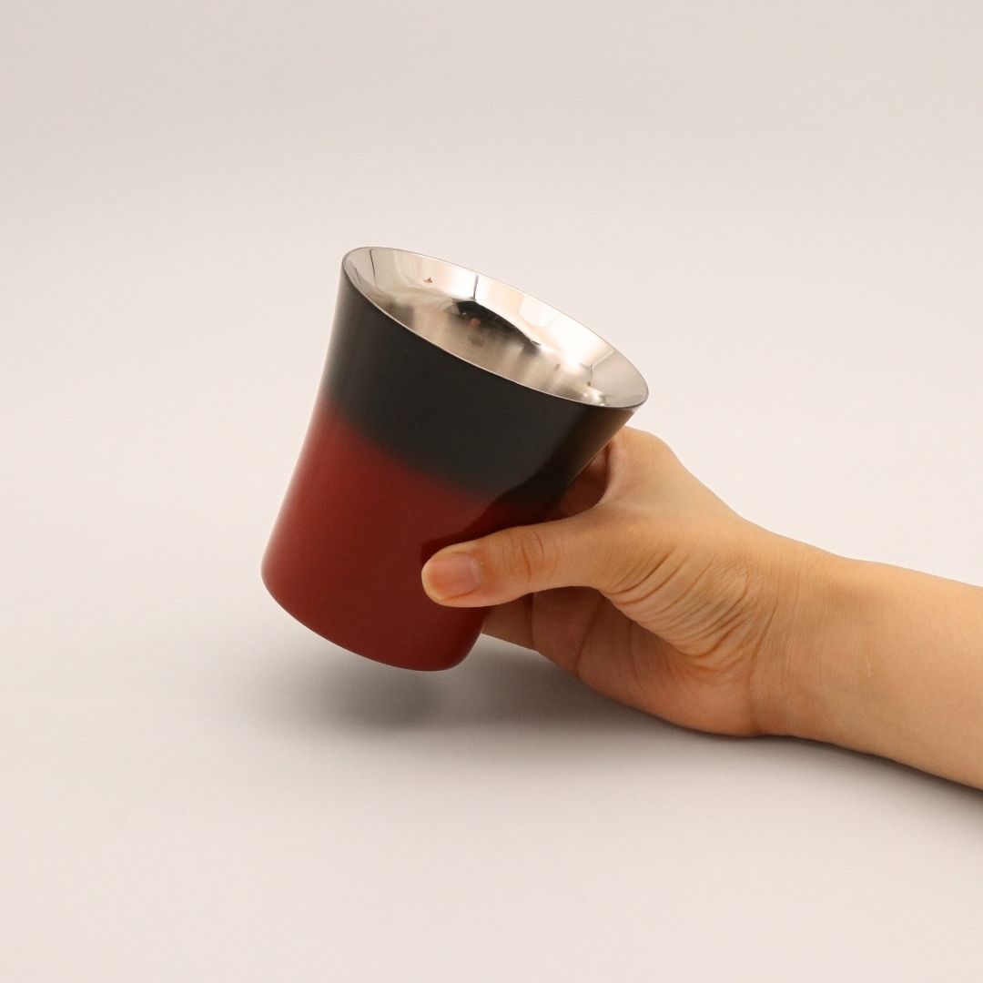山中塗 カップ | 漆磨 | 赤彩 2重バーボンカップ | ウチキ