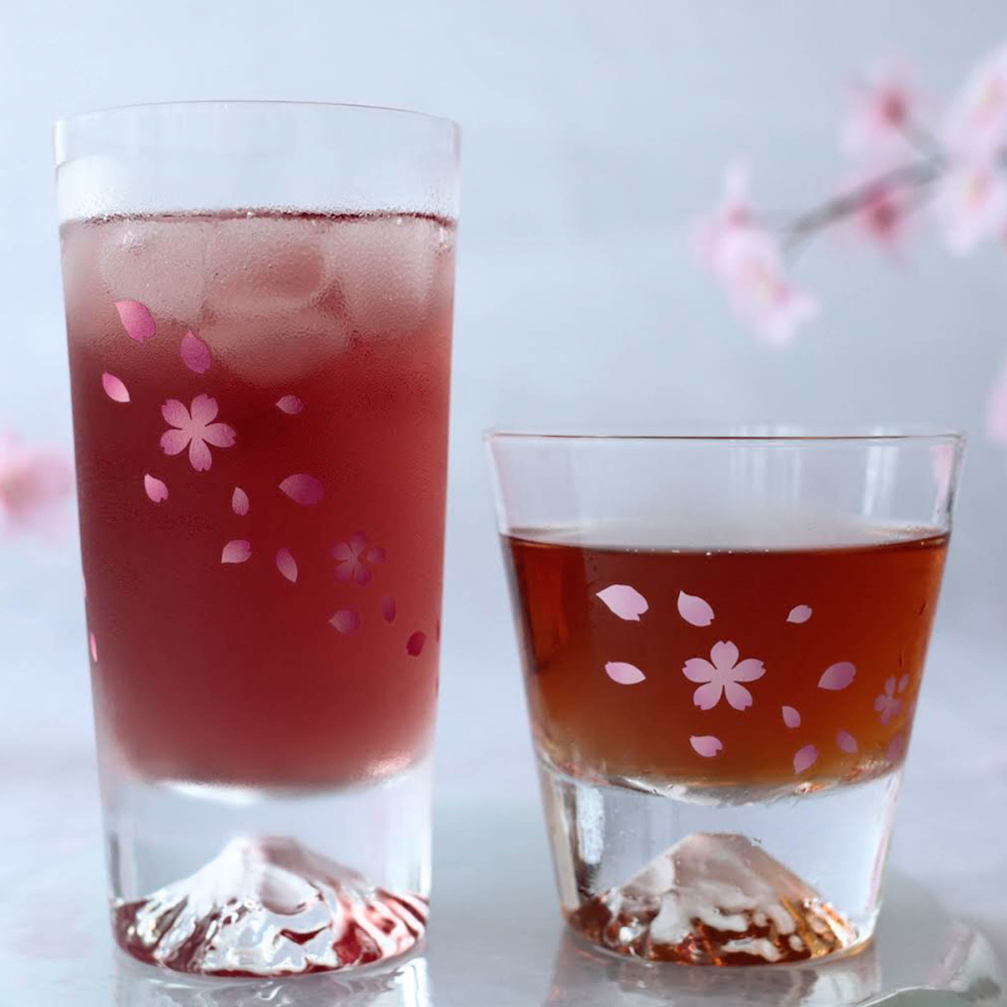 江戸硝子 ロックグラス | 冷感桜舞富士山 | 丸モ高木陶器