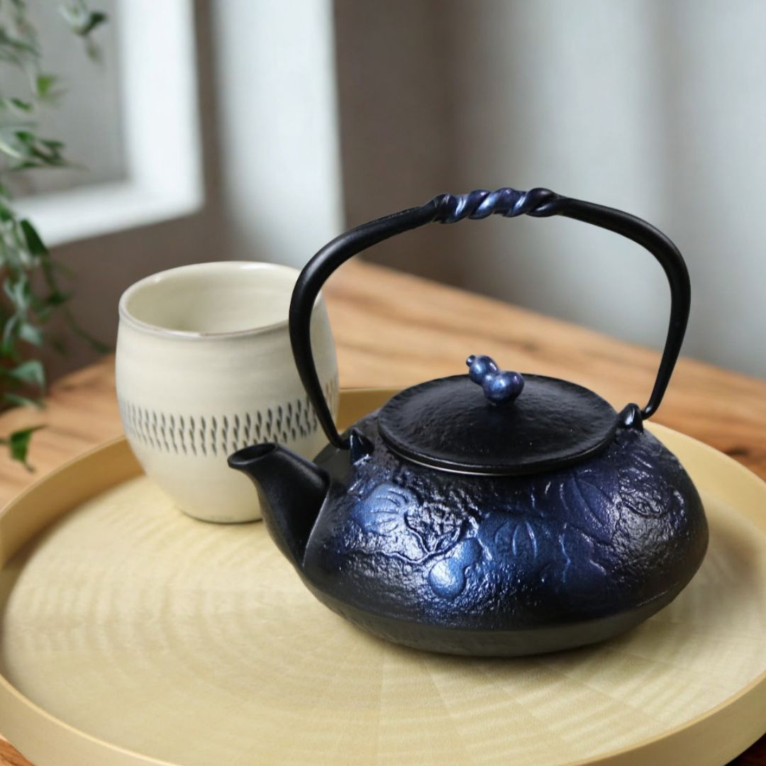 南部鉄器 鉄瓶 急須｜ひさご 0.5L｜瑠璃色｜及富