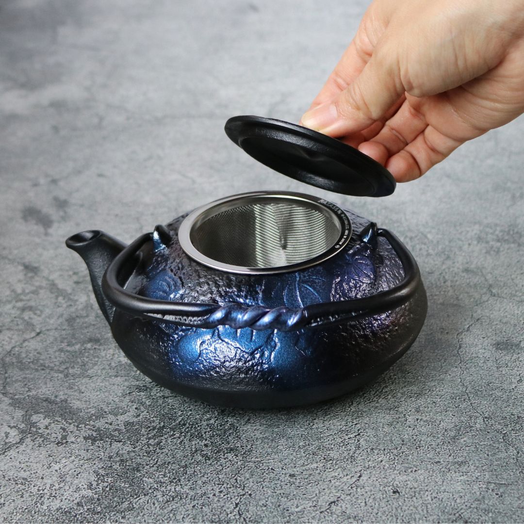 南部鉄器 鉄瓶 急須｜ひさご 0.5L｜瑠璃色｜及富