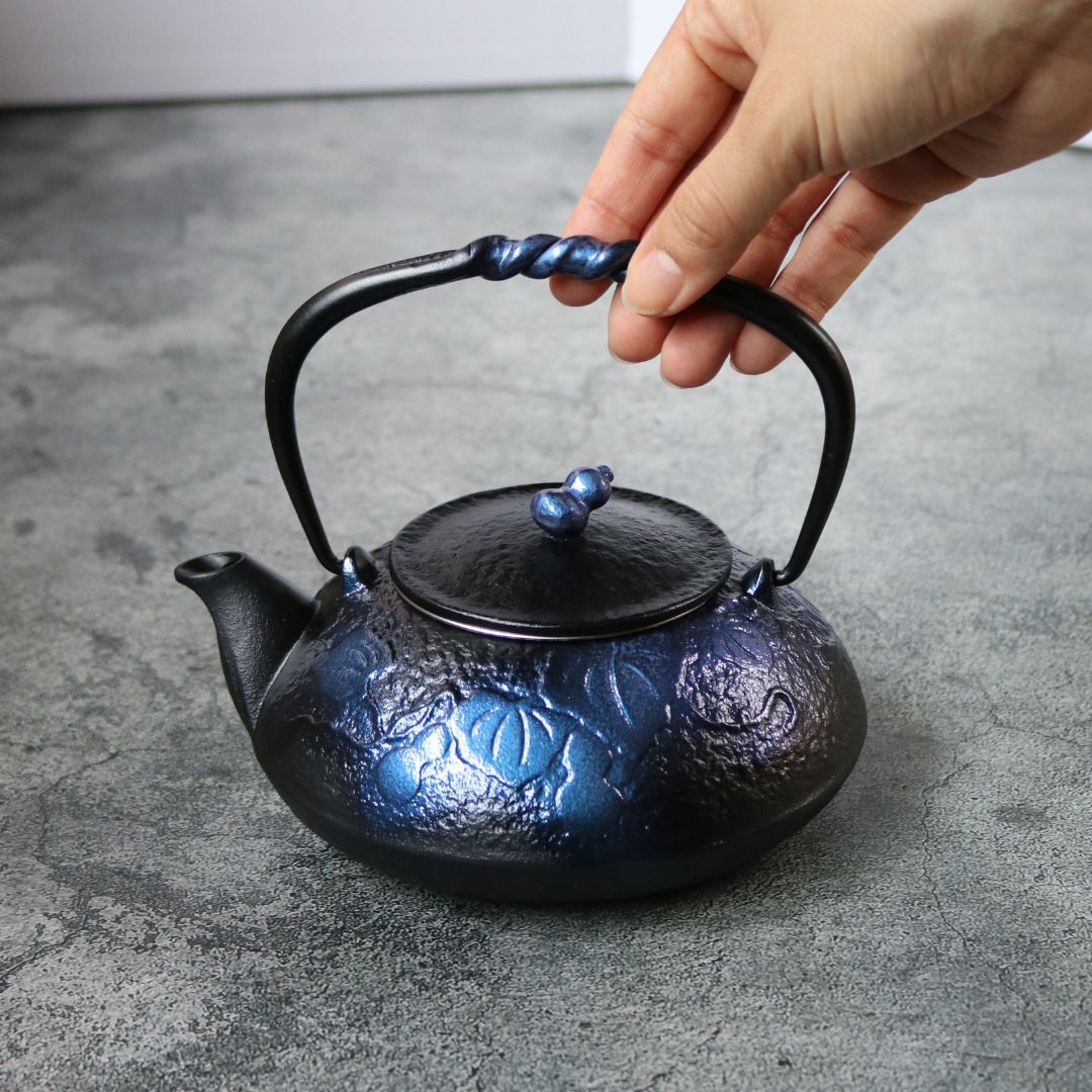 南部鉄器 鉄瓶 急須｜ひさご 0.5L｜瑠璃色｜及富
