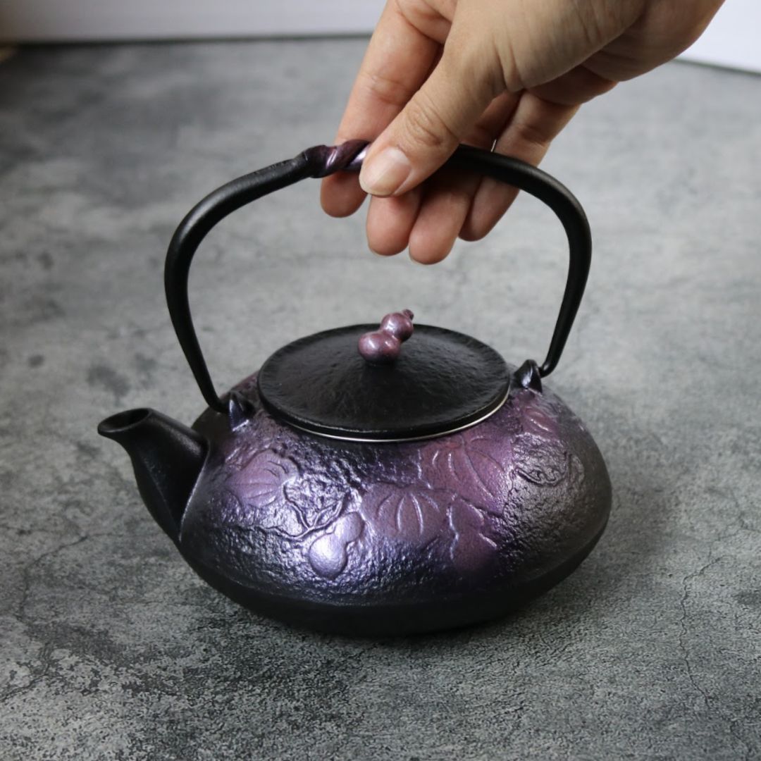 南部鉄器 鉄瓶 急須｜ひさご 0.5L｜紫｜及富