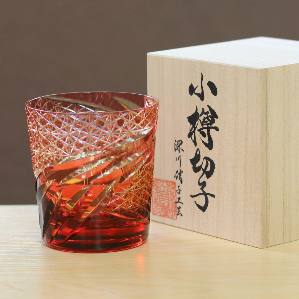 小樽切子 オールドグラス | 雅 | 金赤琥珀 | 深川硝子工芸 - 日本工芸 