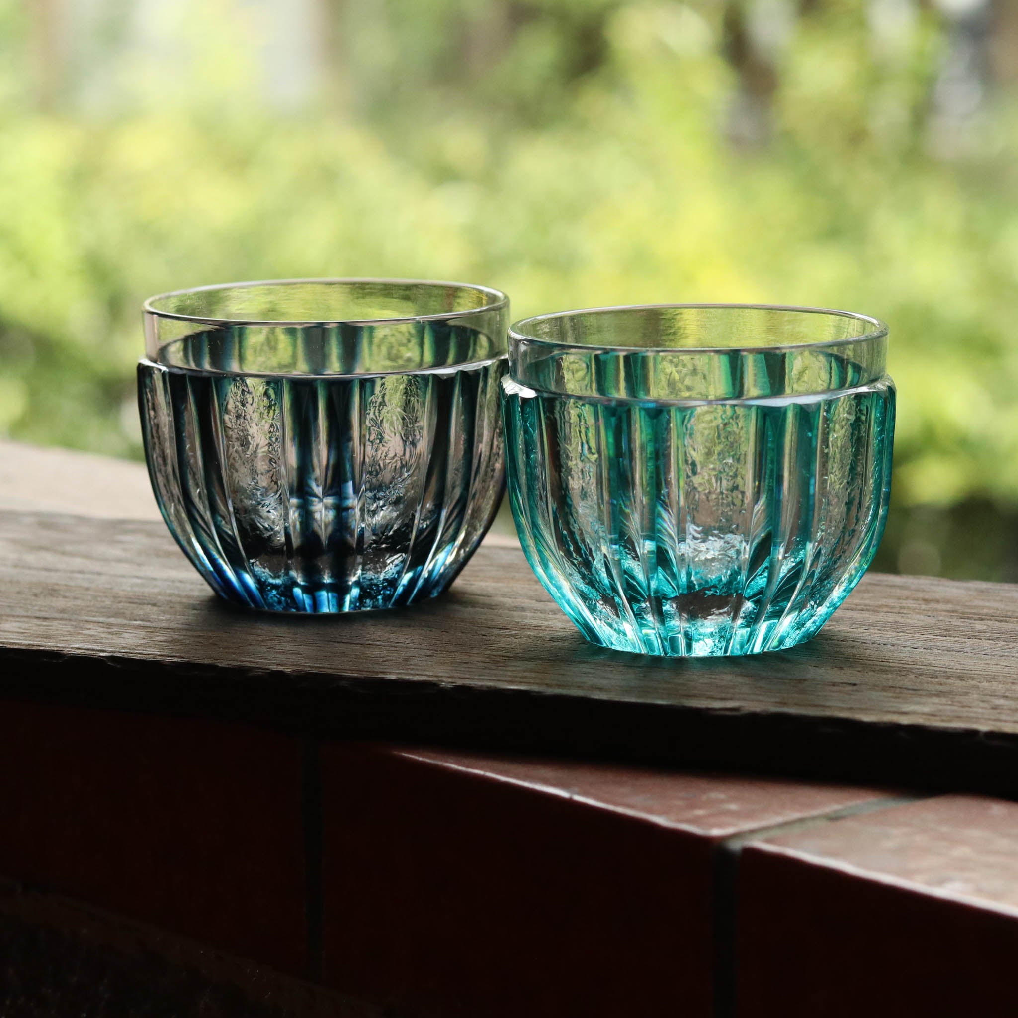 薩摩切子 にかわ猪口 | 緑 | 薩摩びーどろ工芸