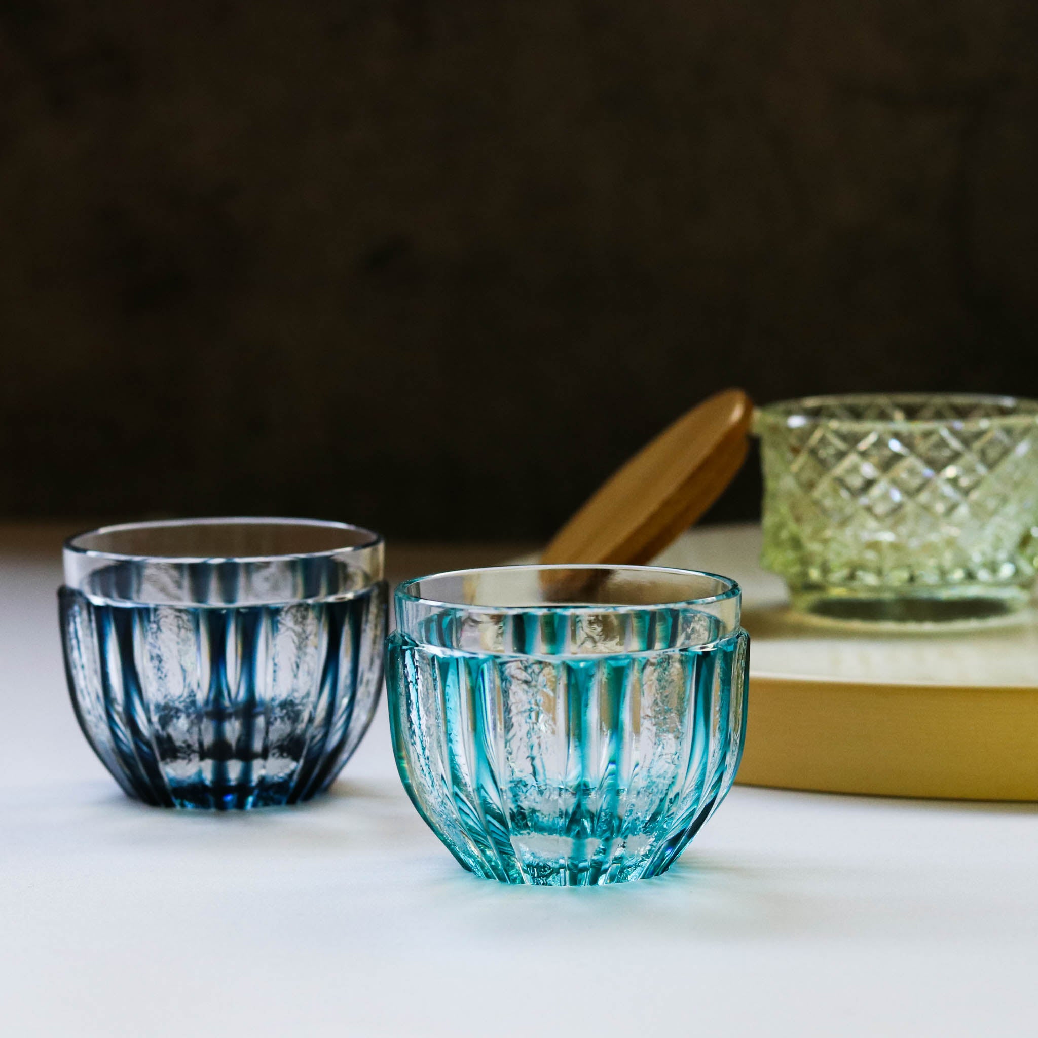 薩摩切子 にかわ猪口 | 緑 | 薩摩びーどろ工芸