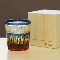 江戸切子 ロックグラス | hibana 火華 | 琥珀・瑠璃 | haku硝子