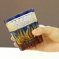 江戸切子 ロックグラス |   hibana火華 | 琥珀・瑠璃 | haku硝子