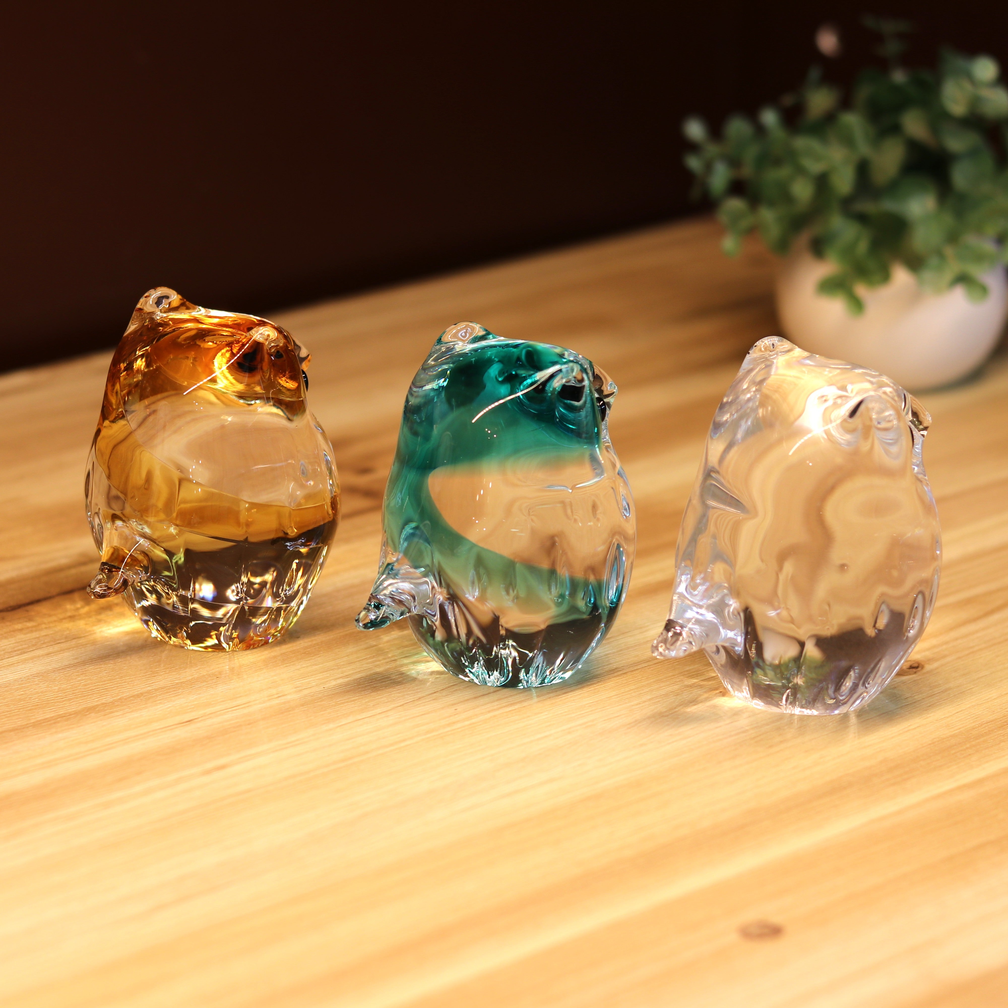 津軽びいどろ 置物 | ふくろう | 子ふくろう クリア | 北洋硝子