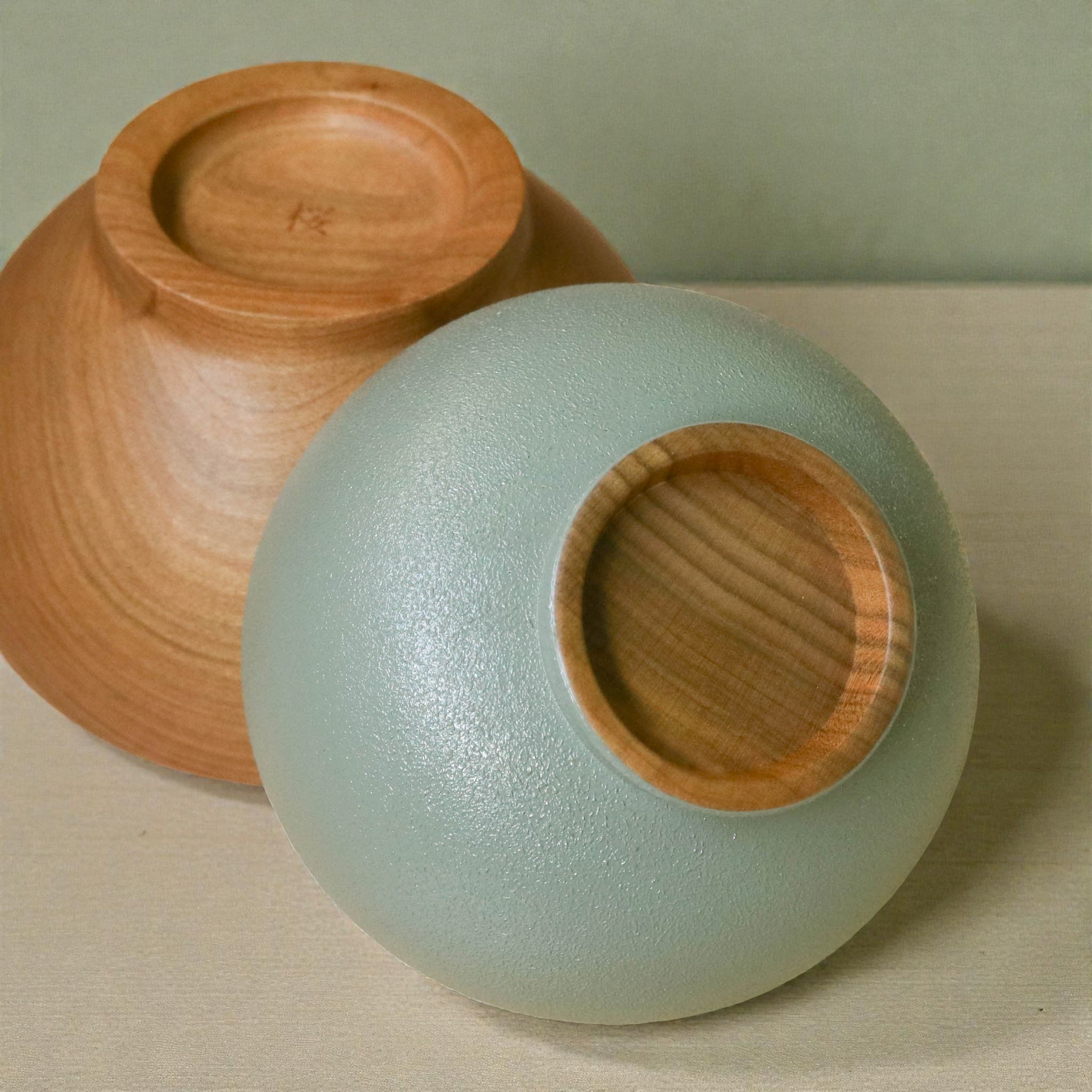 山中漆器 子供用食器 | しらさぎ椀S sibo | 桜 ナチュラル×グリーン | 白鷺木工