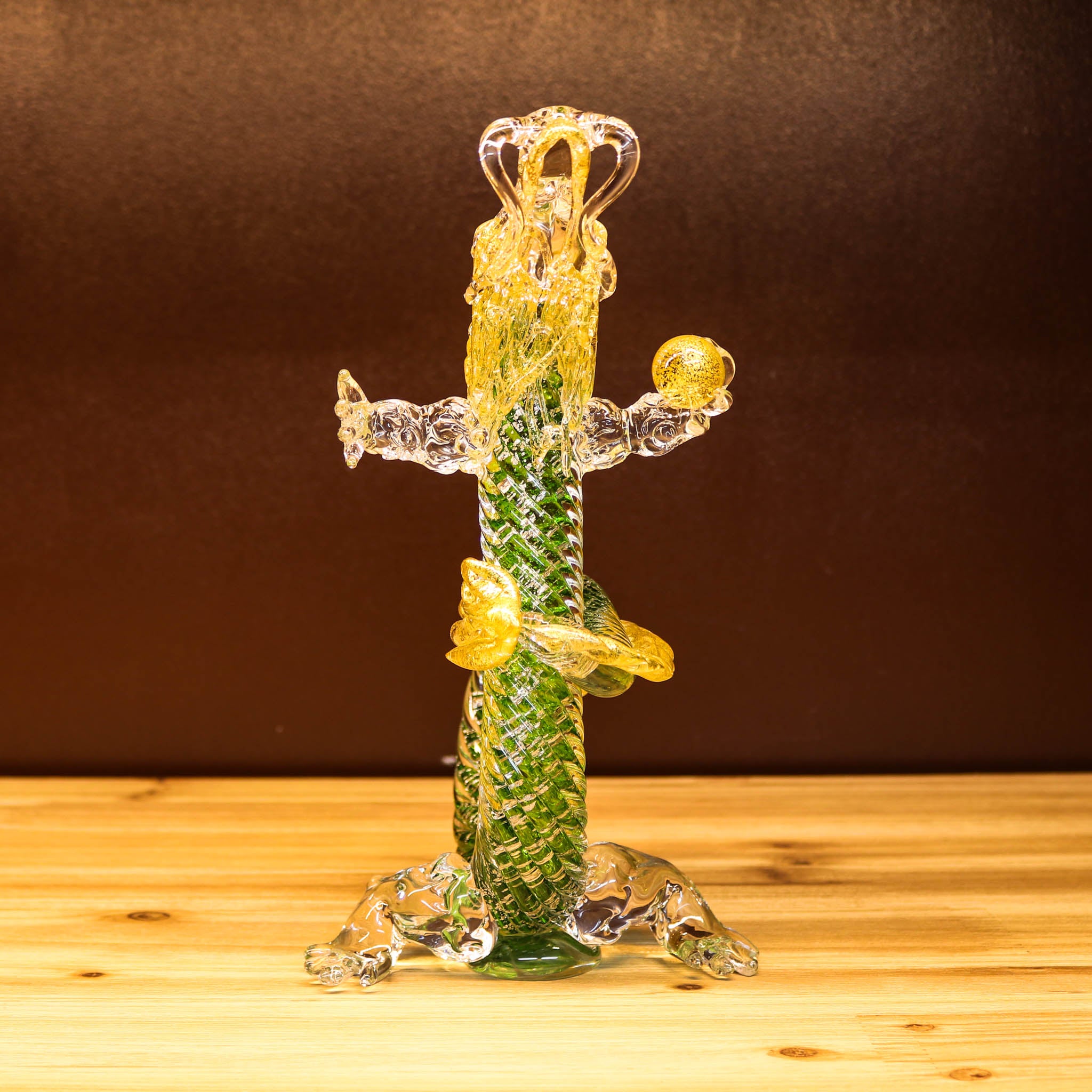 綾ガラス 置物 | 金竜 | 若草 | グラスアート黒木