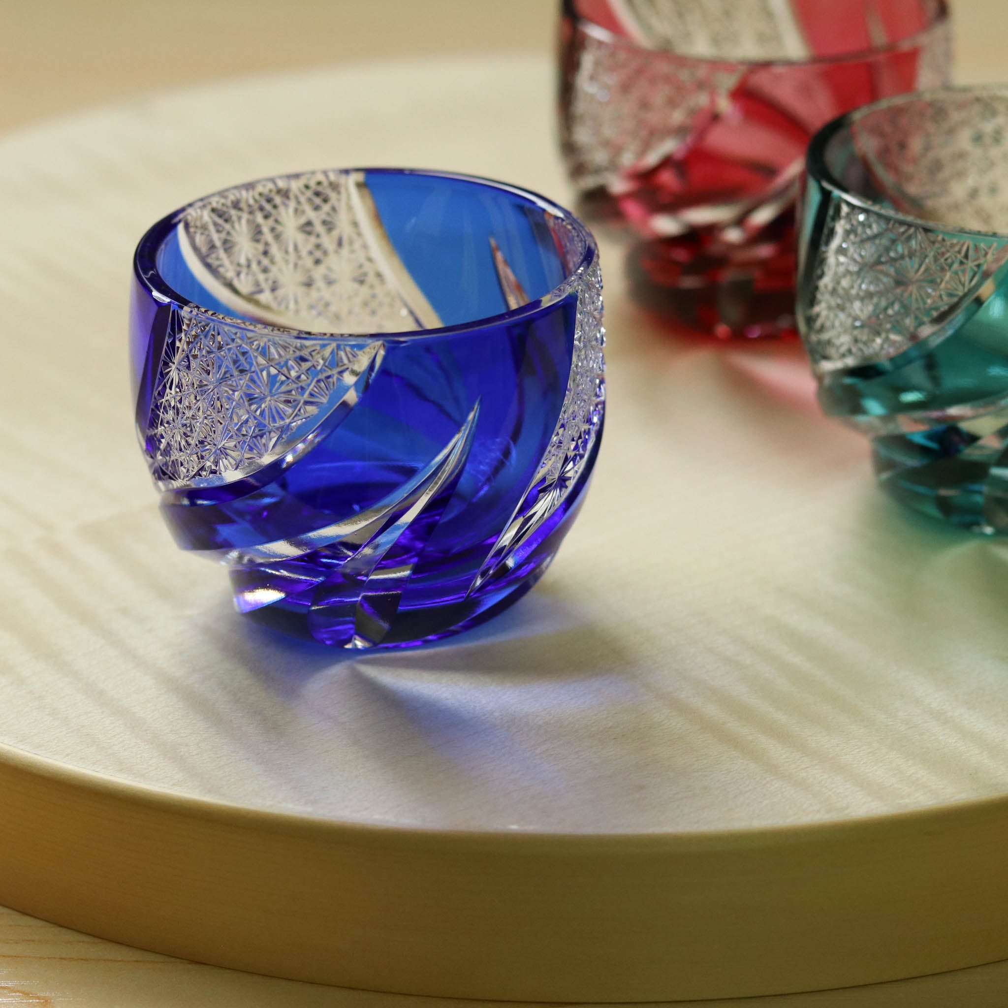 江戸切子 ぐい呑み |  homura 焔 | 瑠璃 | haku硝子