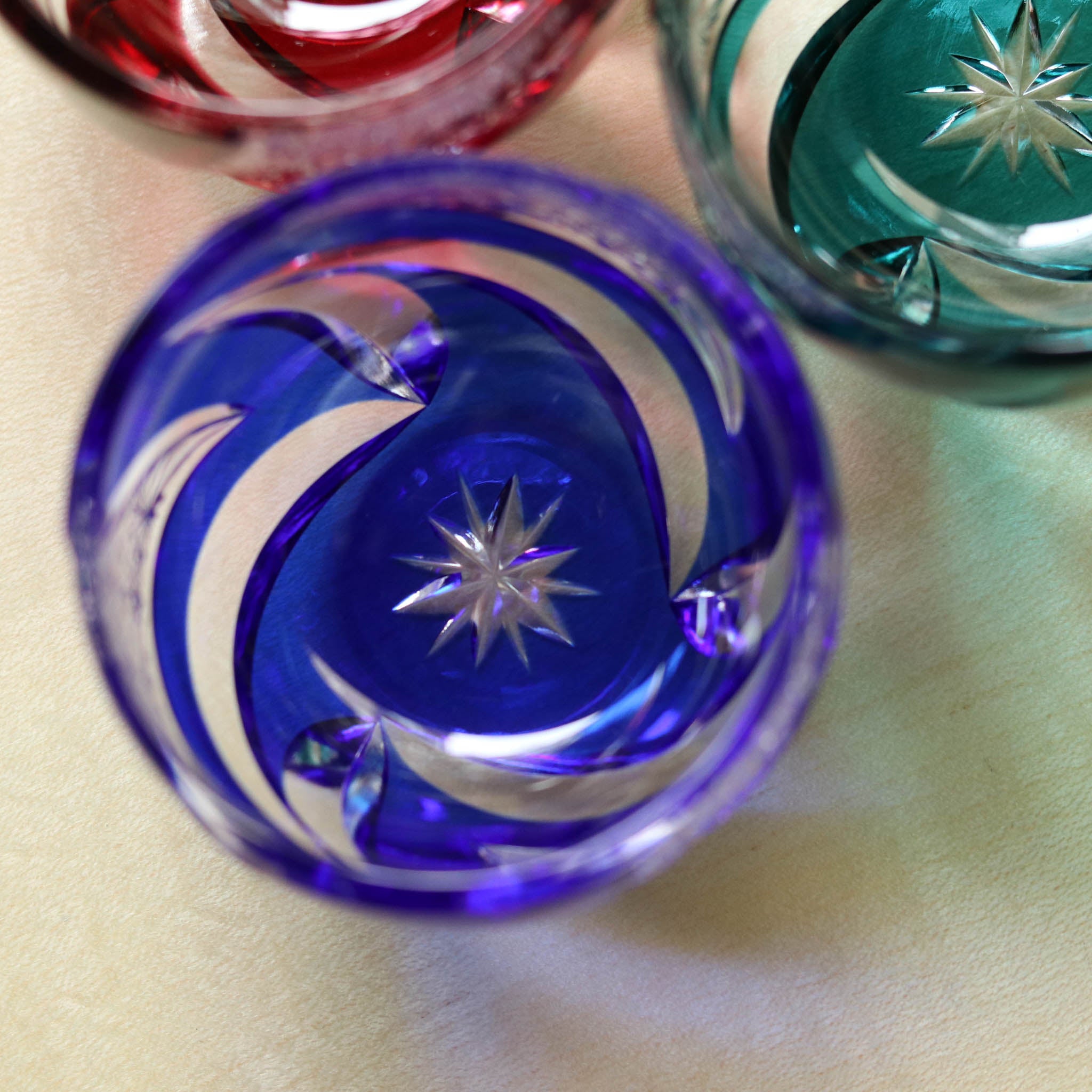 江戸切子 ぐい呑み |  homura 焔 | 瑠璃 | haku硝子