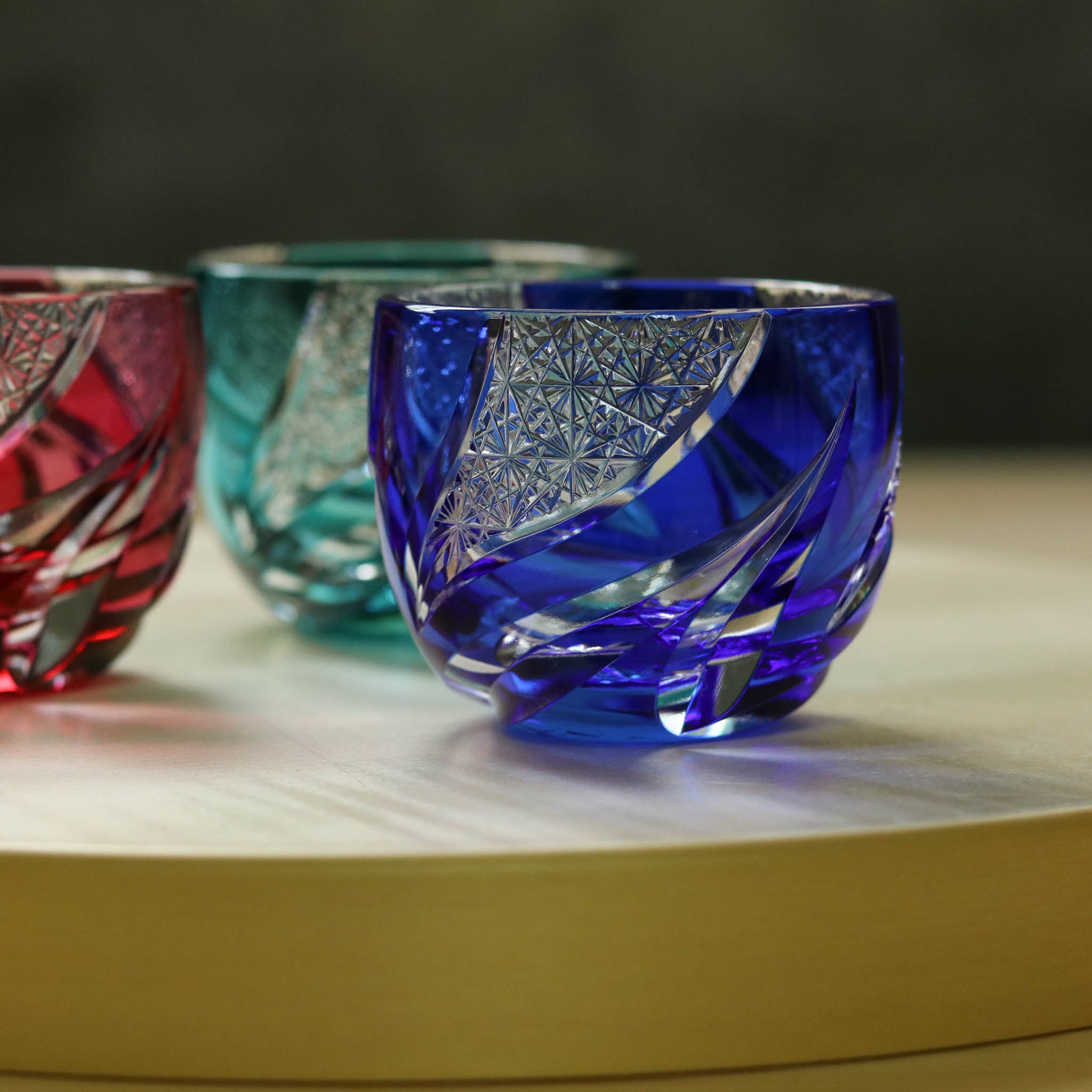 江戸切子 ぐい呑み |  homura 焔 | 瑠璃 | haku硝子