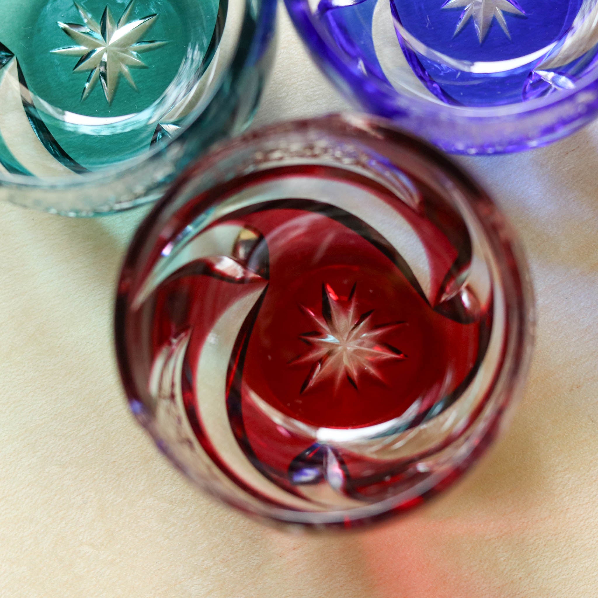 江戸切子 ぐい呑み |  homura 焔 | 金赤 | haku硝子