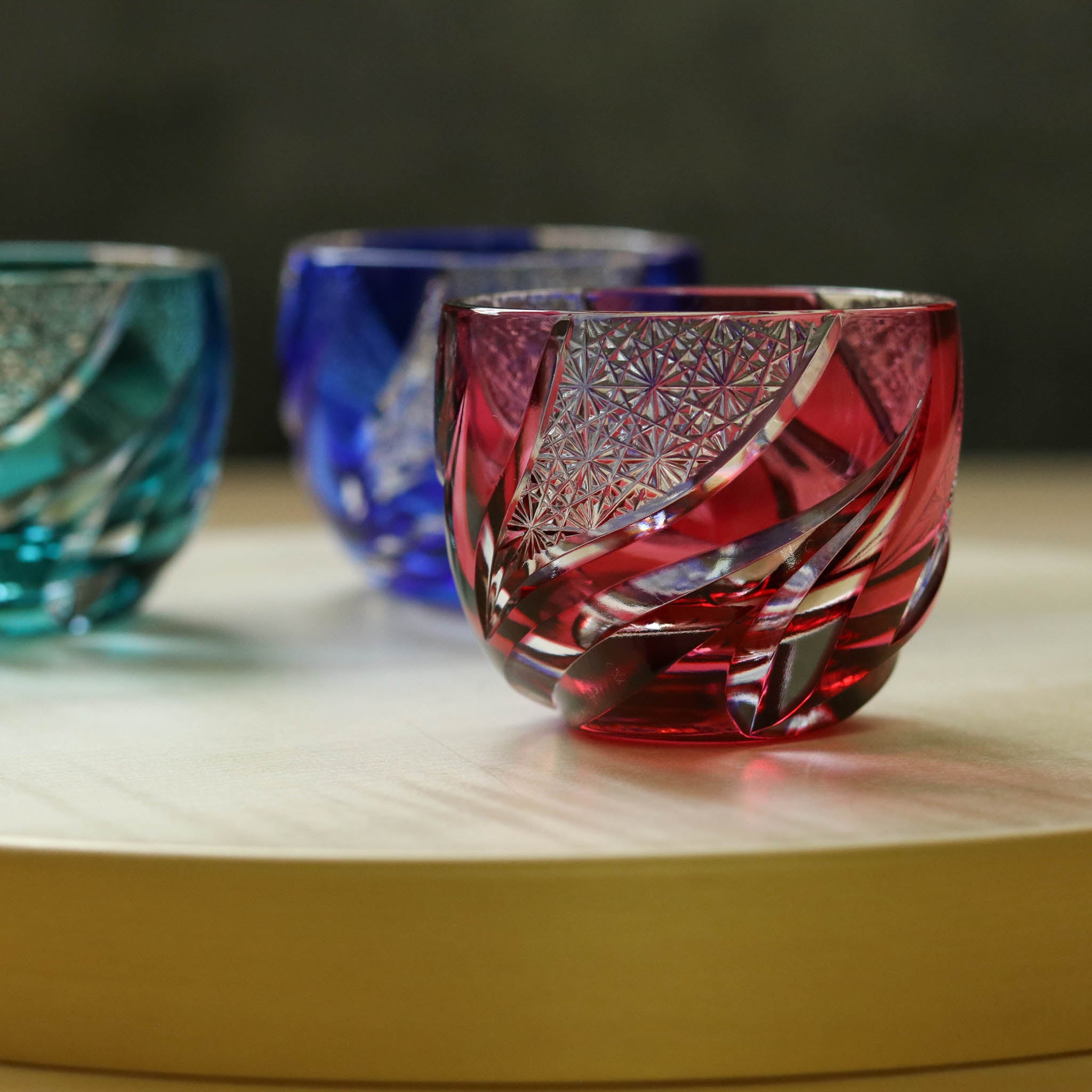 江戸切子 ぐい呑み |  homura 焔 | 金赤 | haku硝子