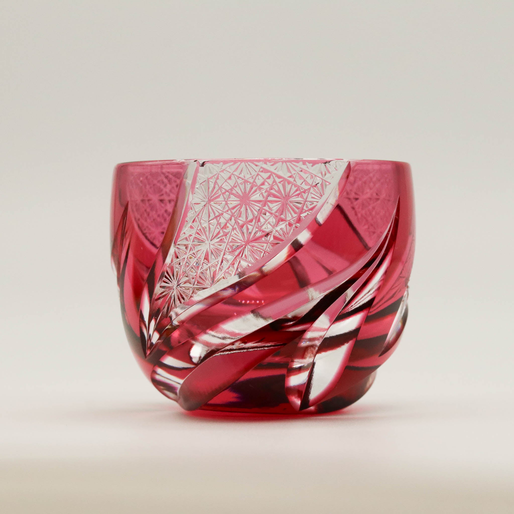 江戸切子 ぐい呑み |  homura 焔 | 金赤 | haku硝子