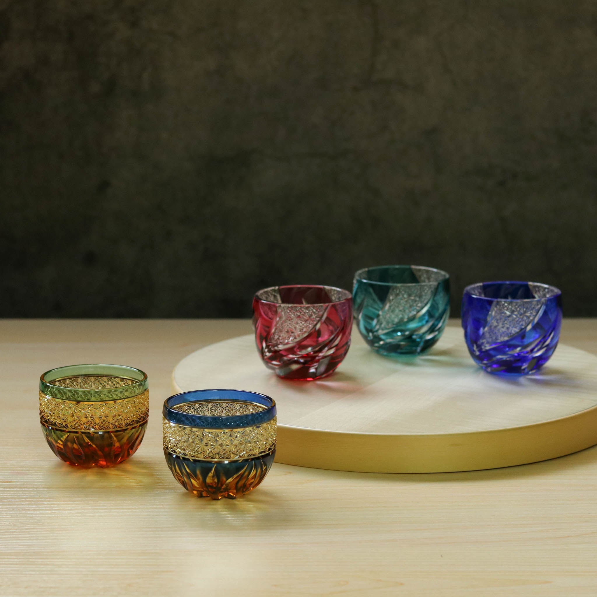 江戸切子 ぐい呑み |  homura 焔 | 金赤 | haku硝子