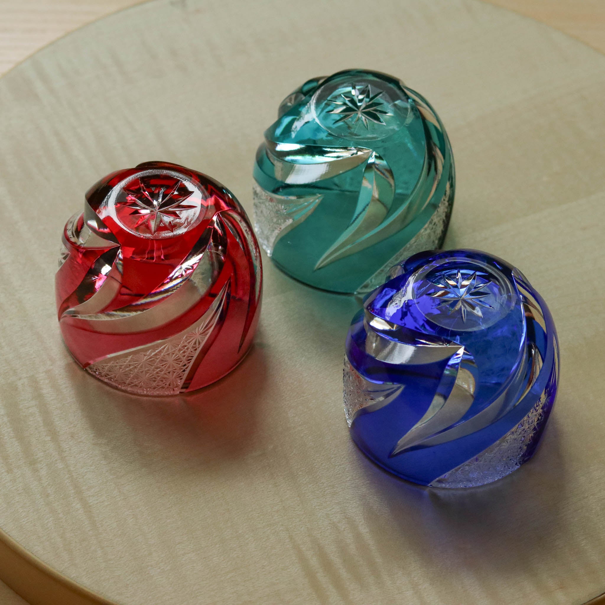 江戸切子 ぐい呑み |  homura 焔 | 金赤 | haku硝子