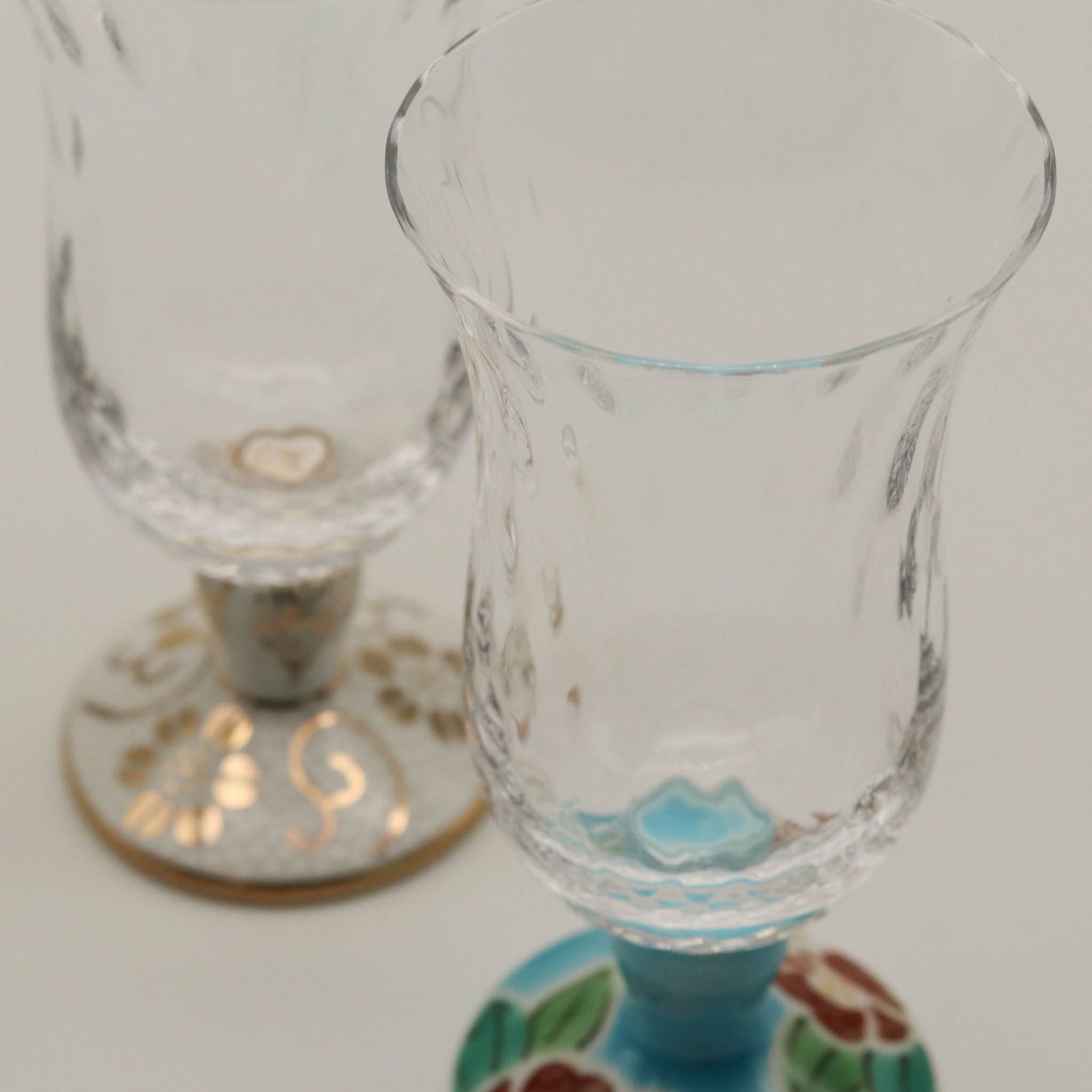 九谷和グラス | 冷酒グラス | 格子 | 選べる台座6種 | 清峰堂