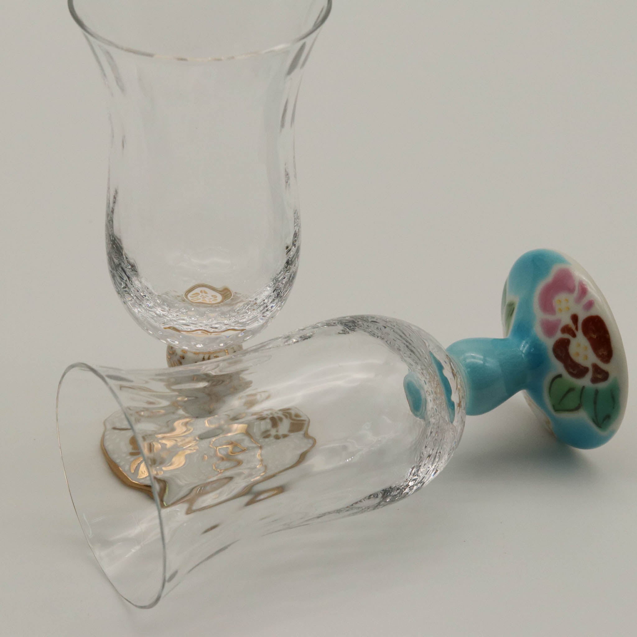 九谷和グラス | 冷酒グラス | 格子 | 選べる台座6種 | 清峰堂