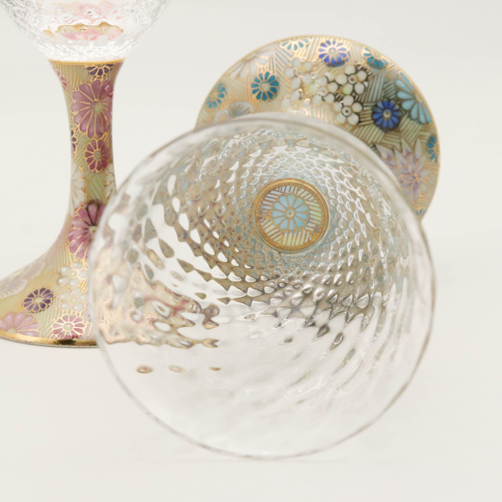 九谷和グラス | ワイン小 ペア | 格子 | 選べるペア3種 | 清峰堂